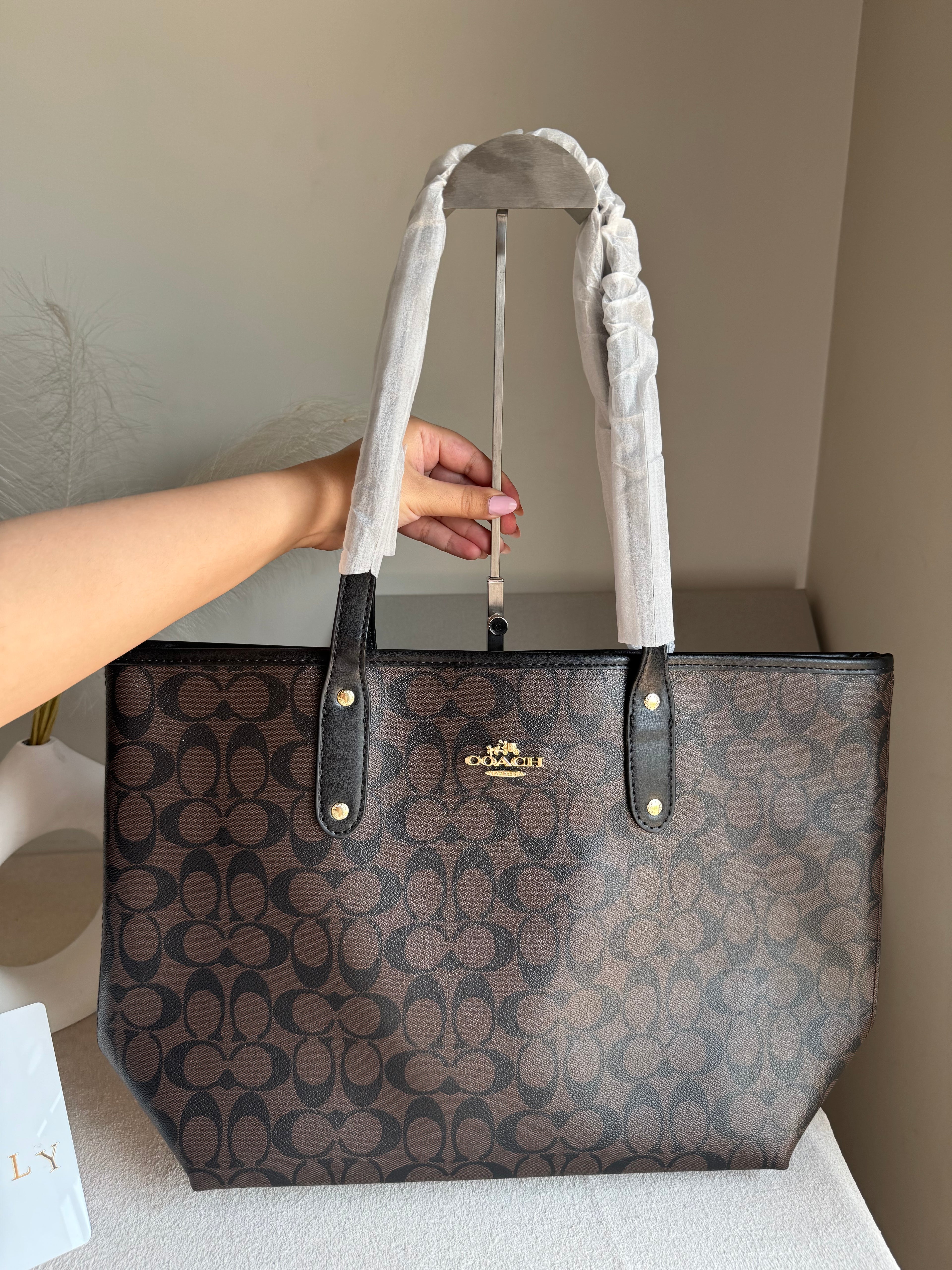 COACH TOTE BAG PREMIUM (Signature Brown) - BOX PACKING