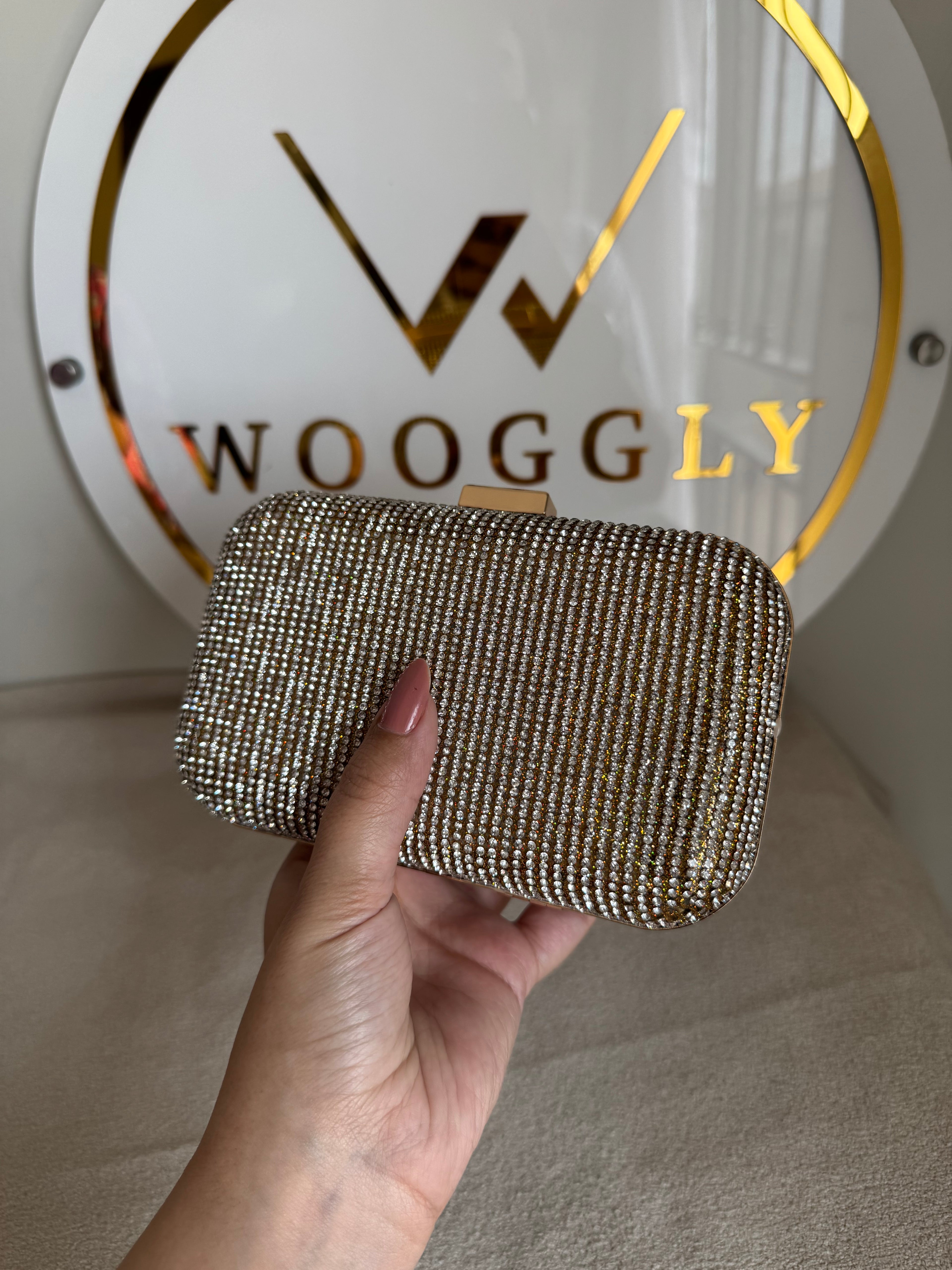 Mehar Shimmer Clutch - Rose Gold