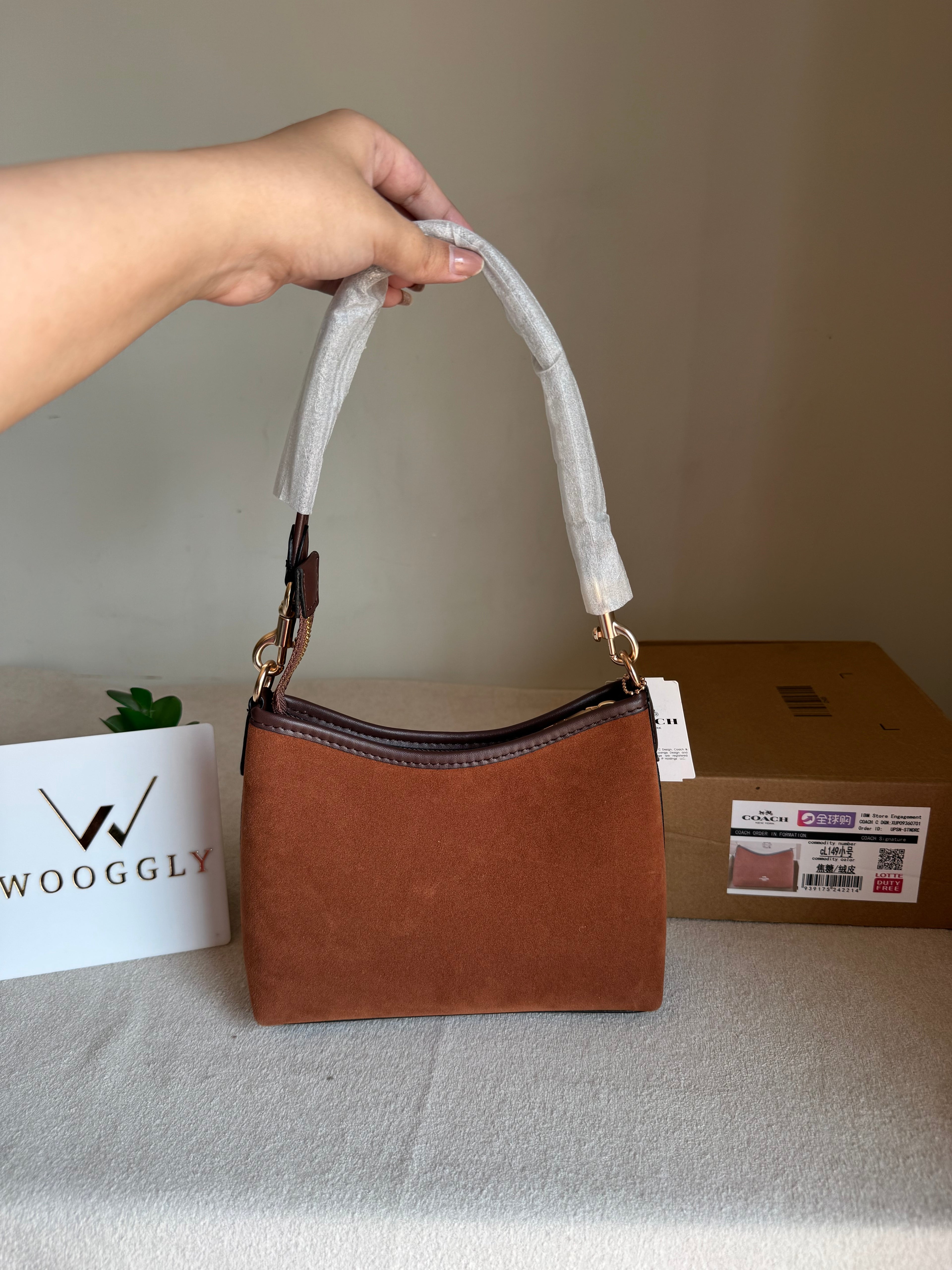 COACH PREMIUM Suede Shoulder Bag BROWN - BOX PACKING