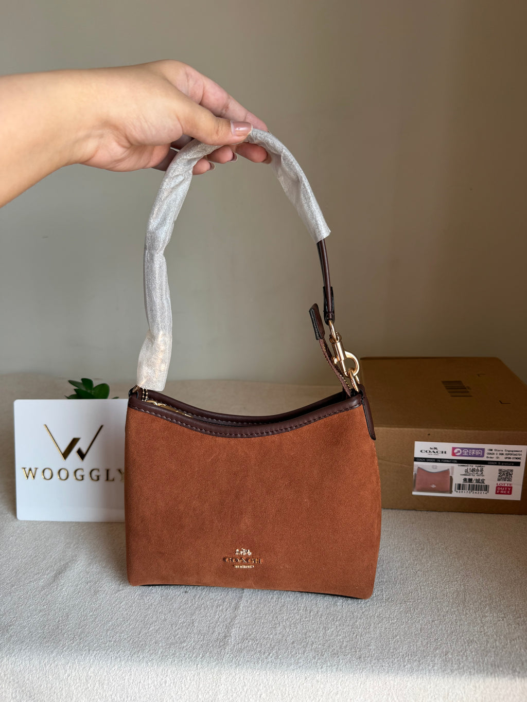 COACH PREMIUM Suede Shoulder Bag BROWN - BOX PACKING