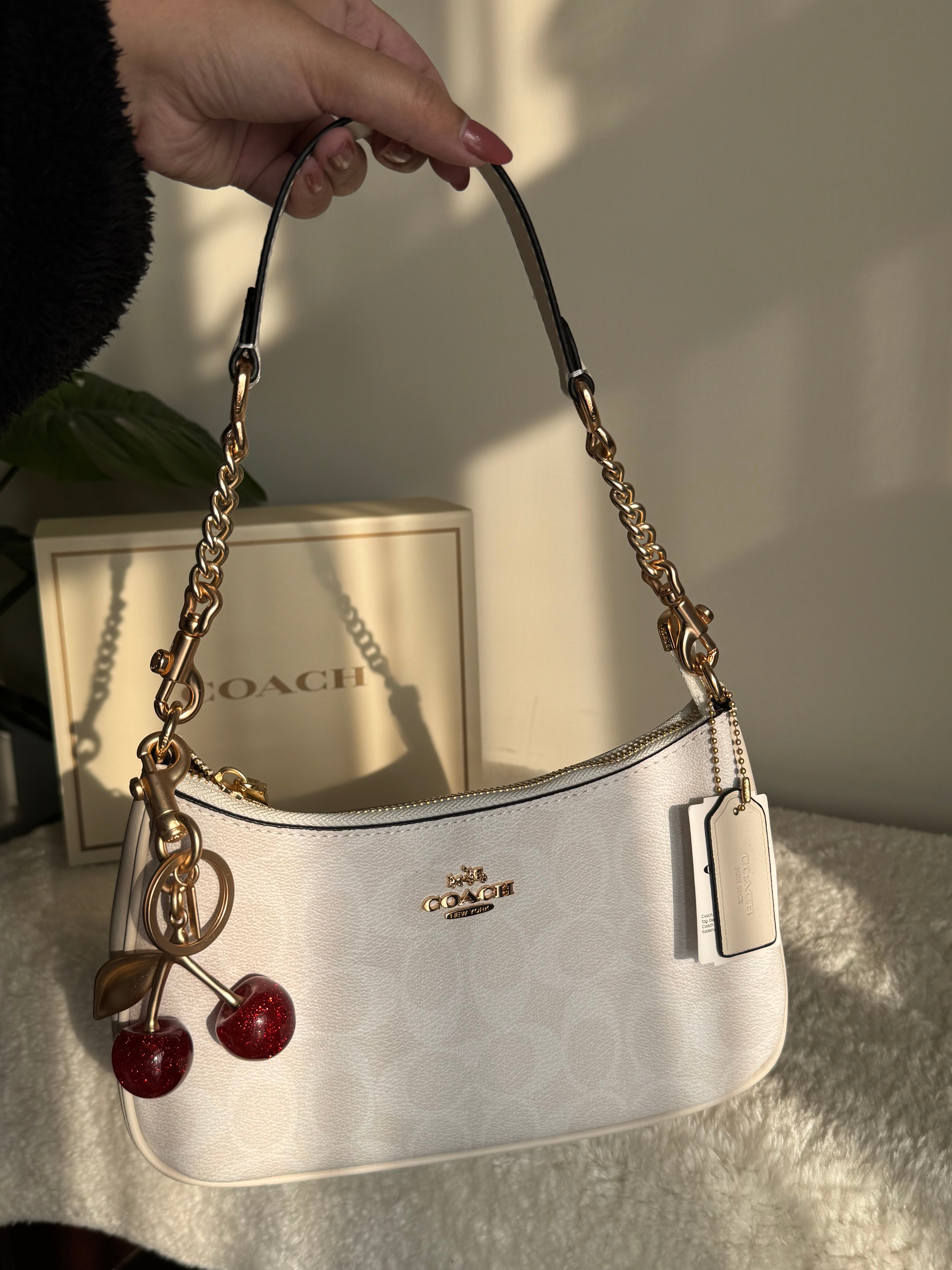 COACH TERI PREMIUM with Coach Cherry Charm (White) - BOX PACKING
