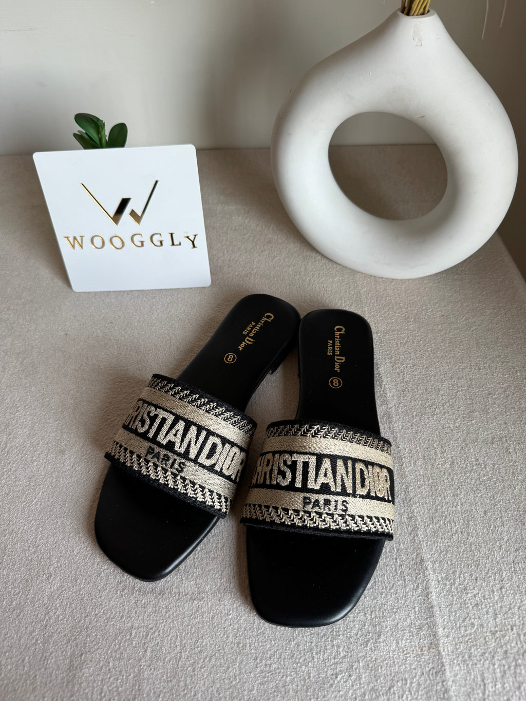 Signature Dior Embroided Slides