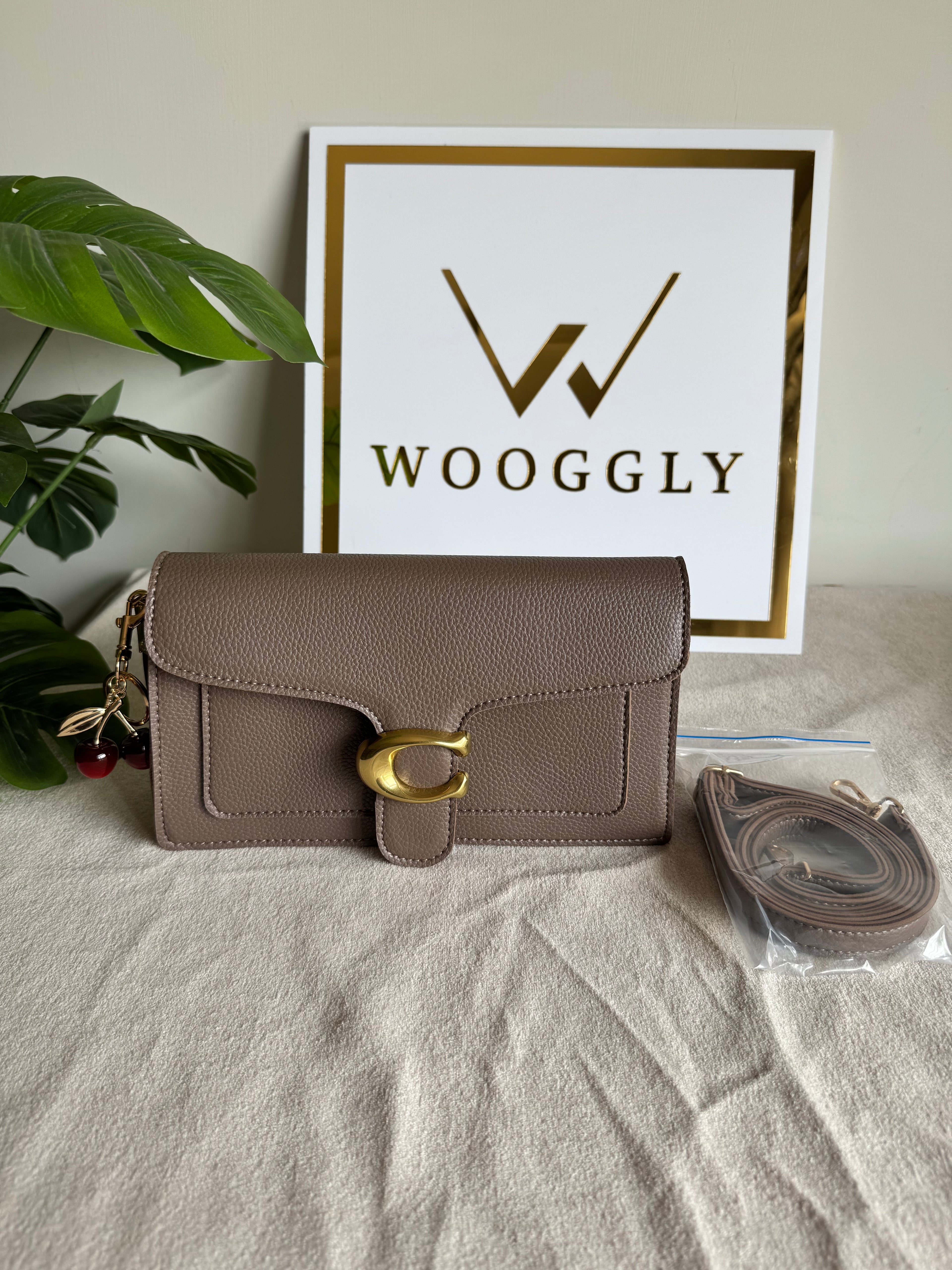 COACH TABBY with Coach Cherry Charm (Beige)