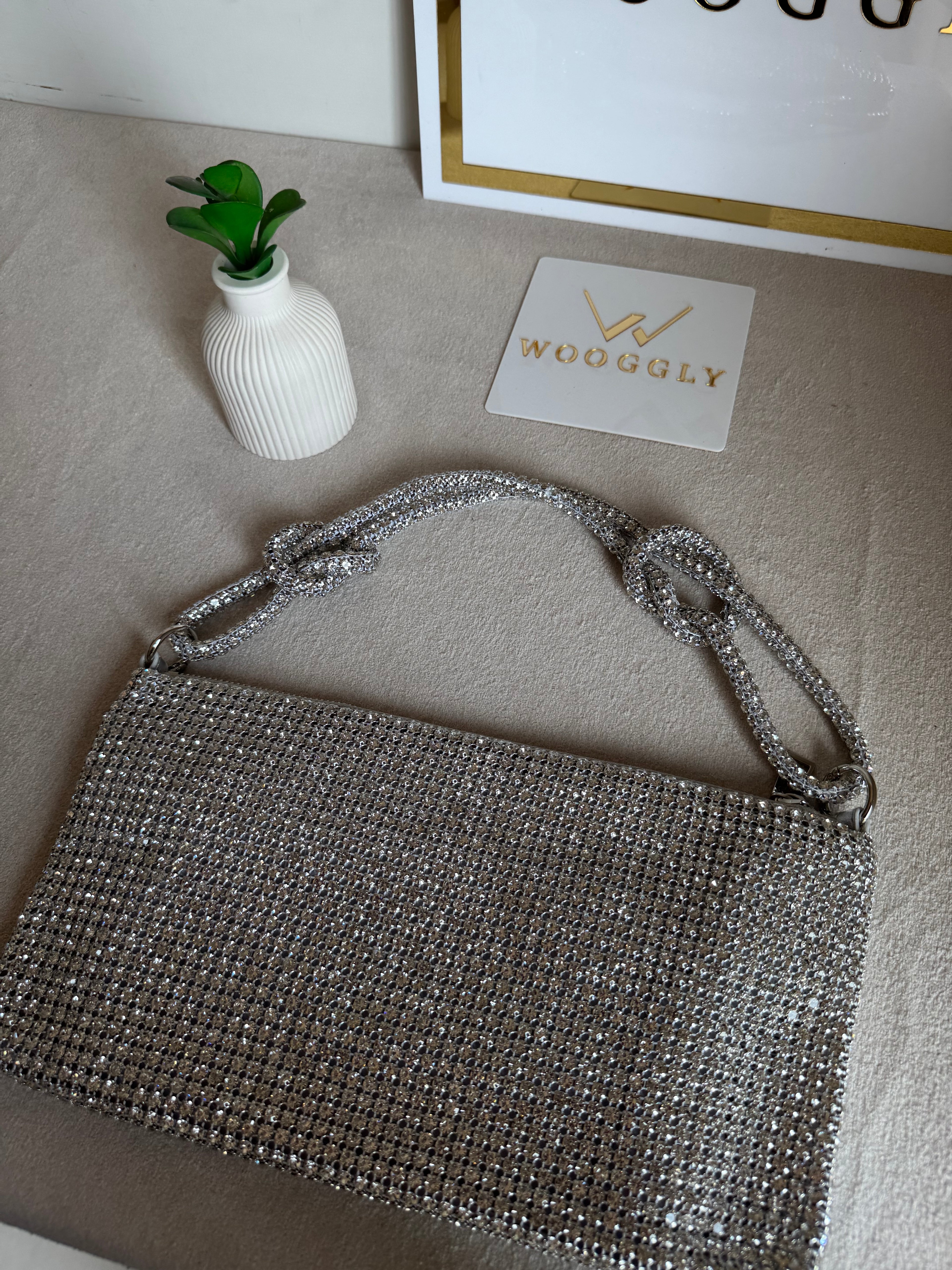 Dreamy Party Wear Rhinestone Bag - Silver