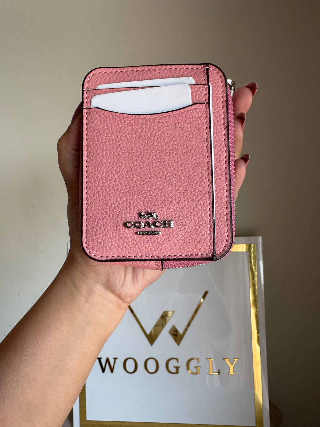 Coach Zip Card Case - Tea Pink