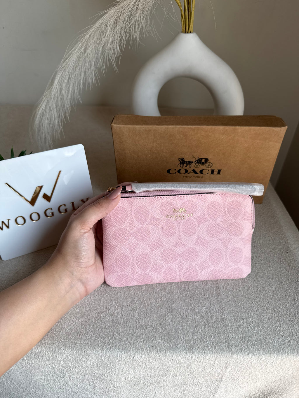 High Quality Wristlet - Signature Canvas Pink