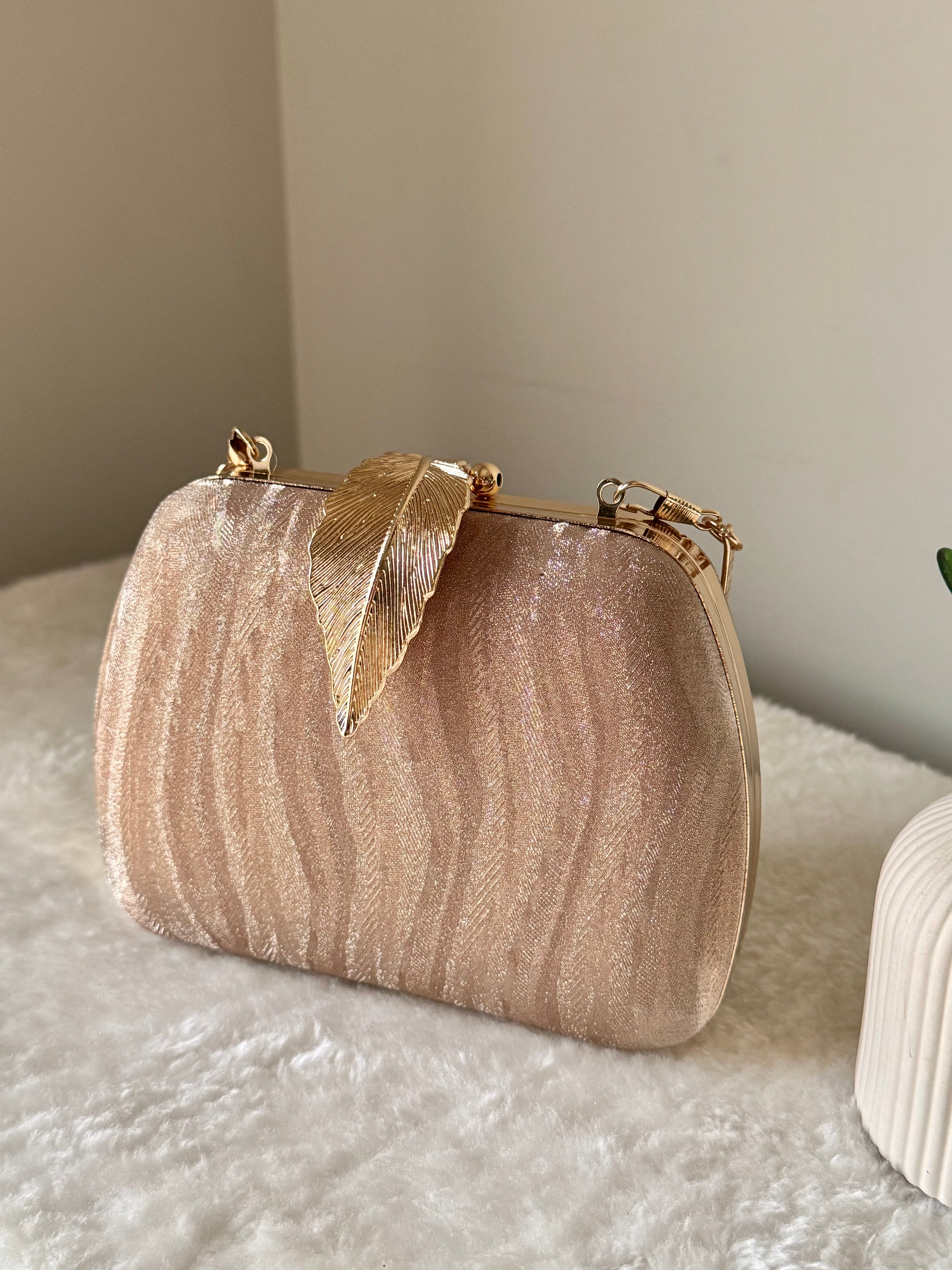 Crystal Charm Clutch - Rose Gold