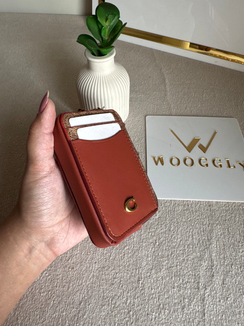 Coach Zip Card Case - Warm Brown