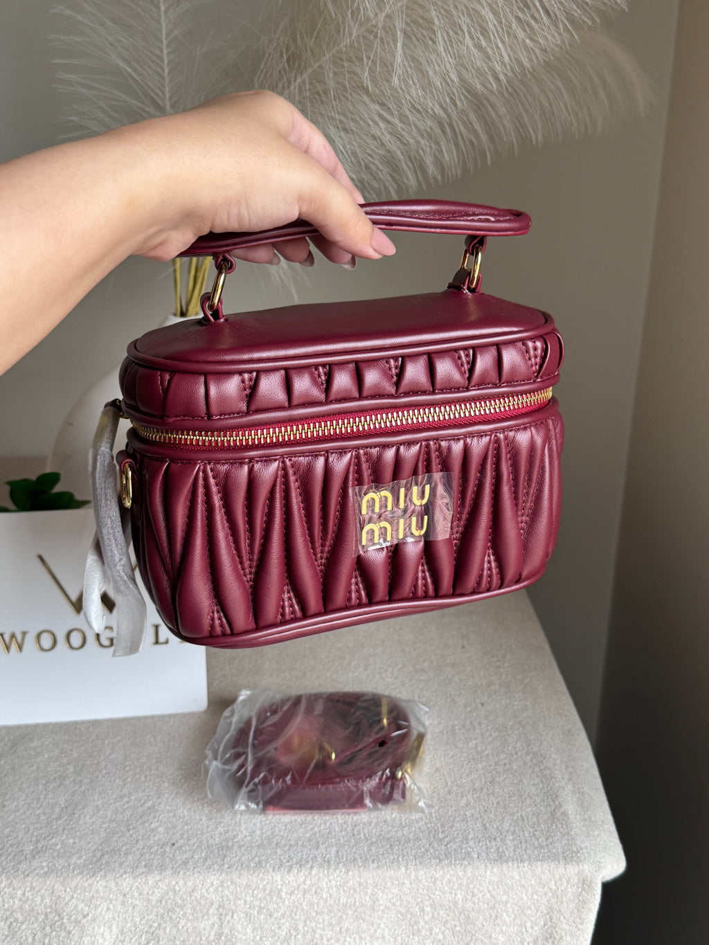 Miu Miu Quilted Crossbody Bag - Maroon