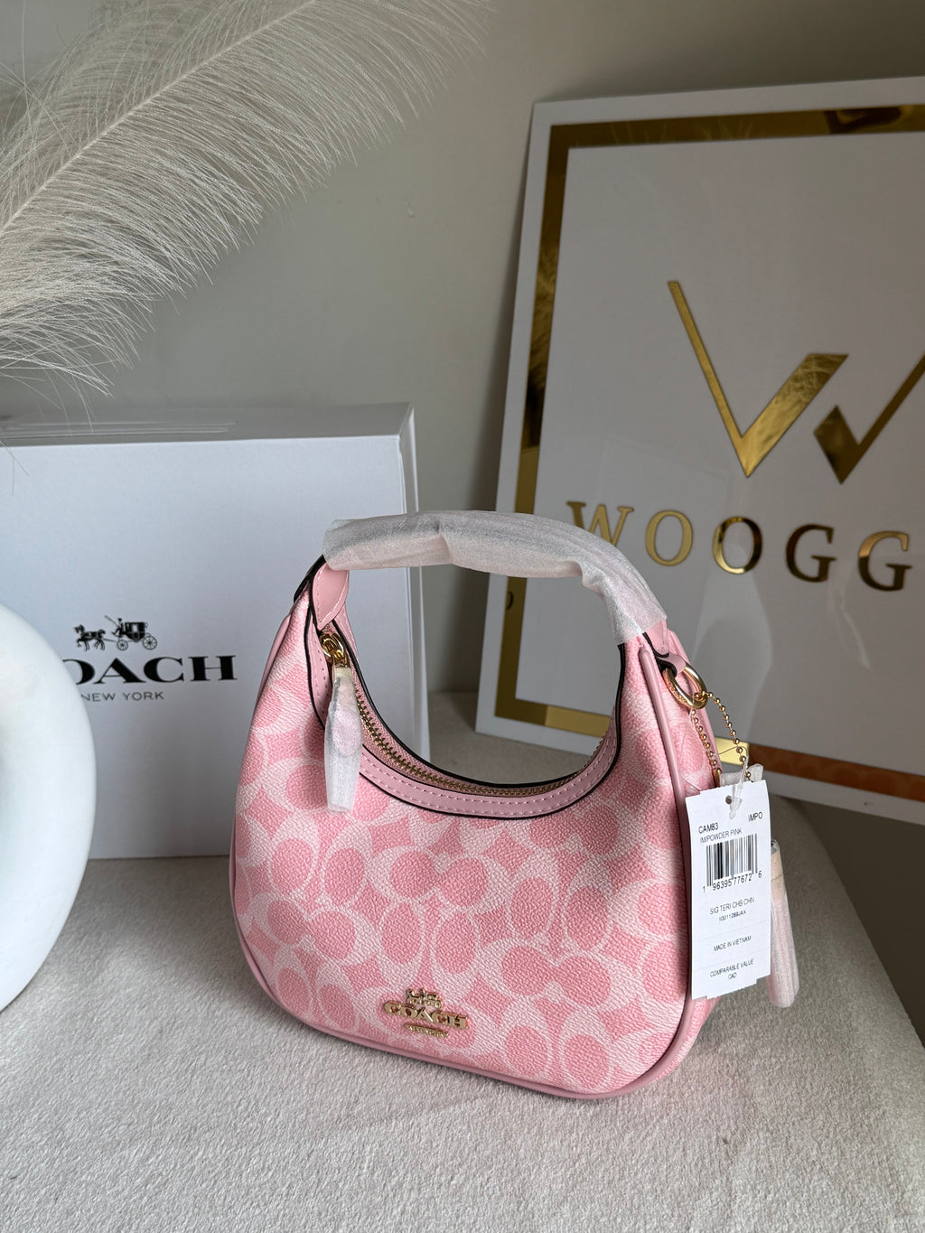 COACH Powder Pink Pretty Bag with Long Strap - BOX PACKING