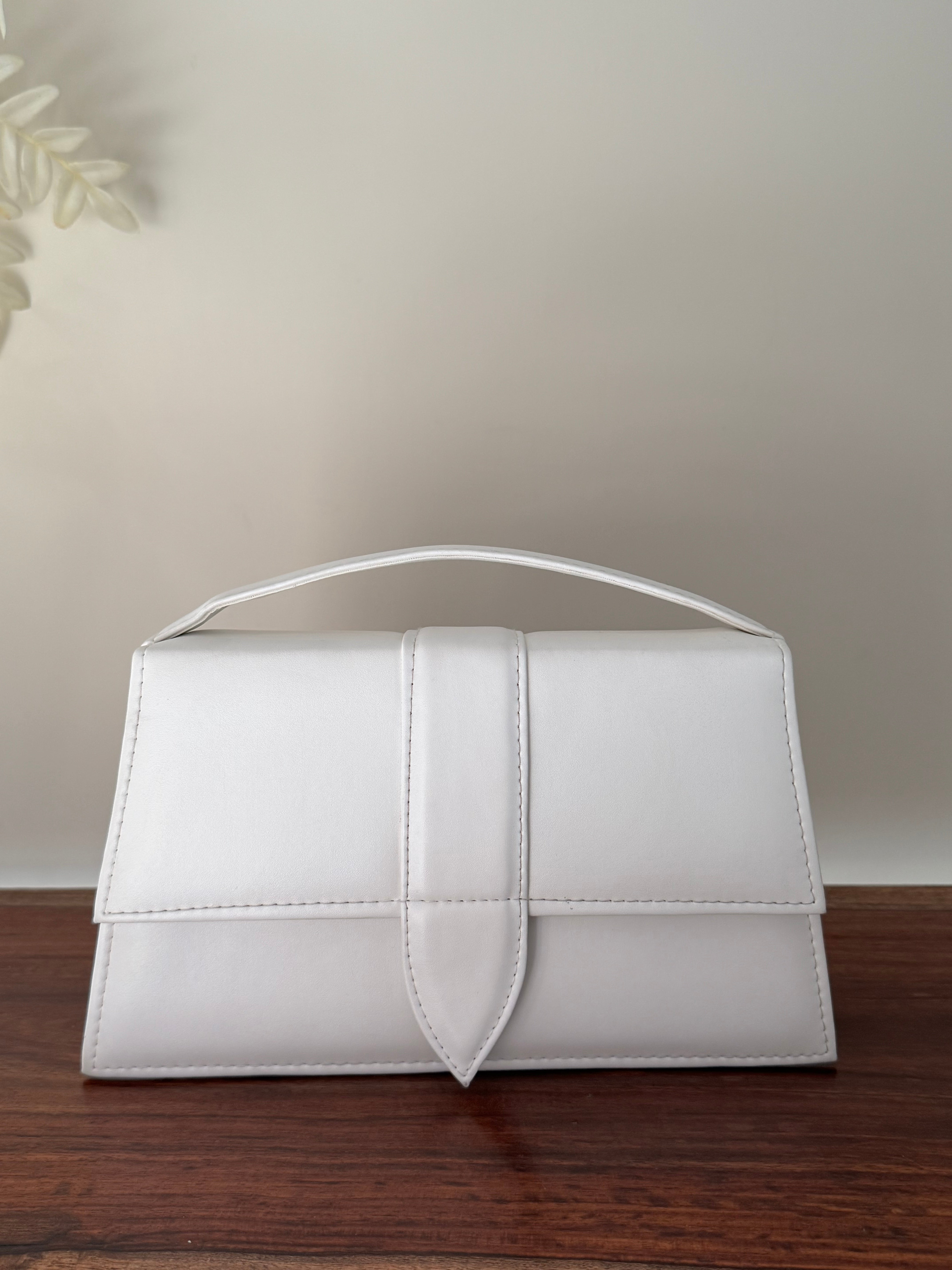 Muse White HandBag with Strap