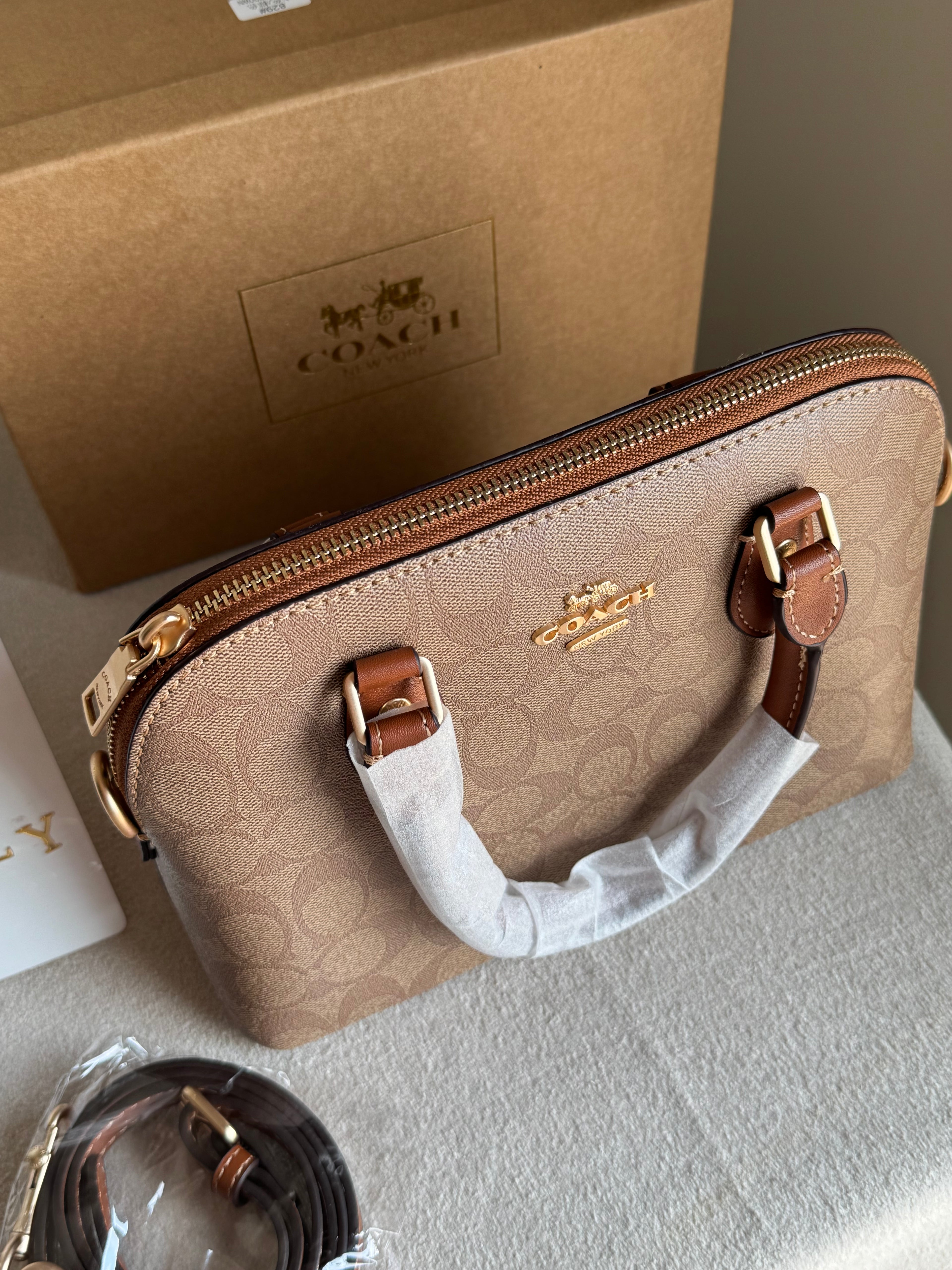 COACH PREMIUM Hand Bag (Apricot Brown) BOX PACKING