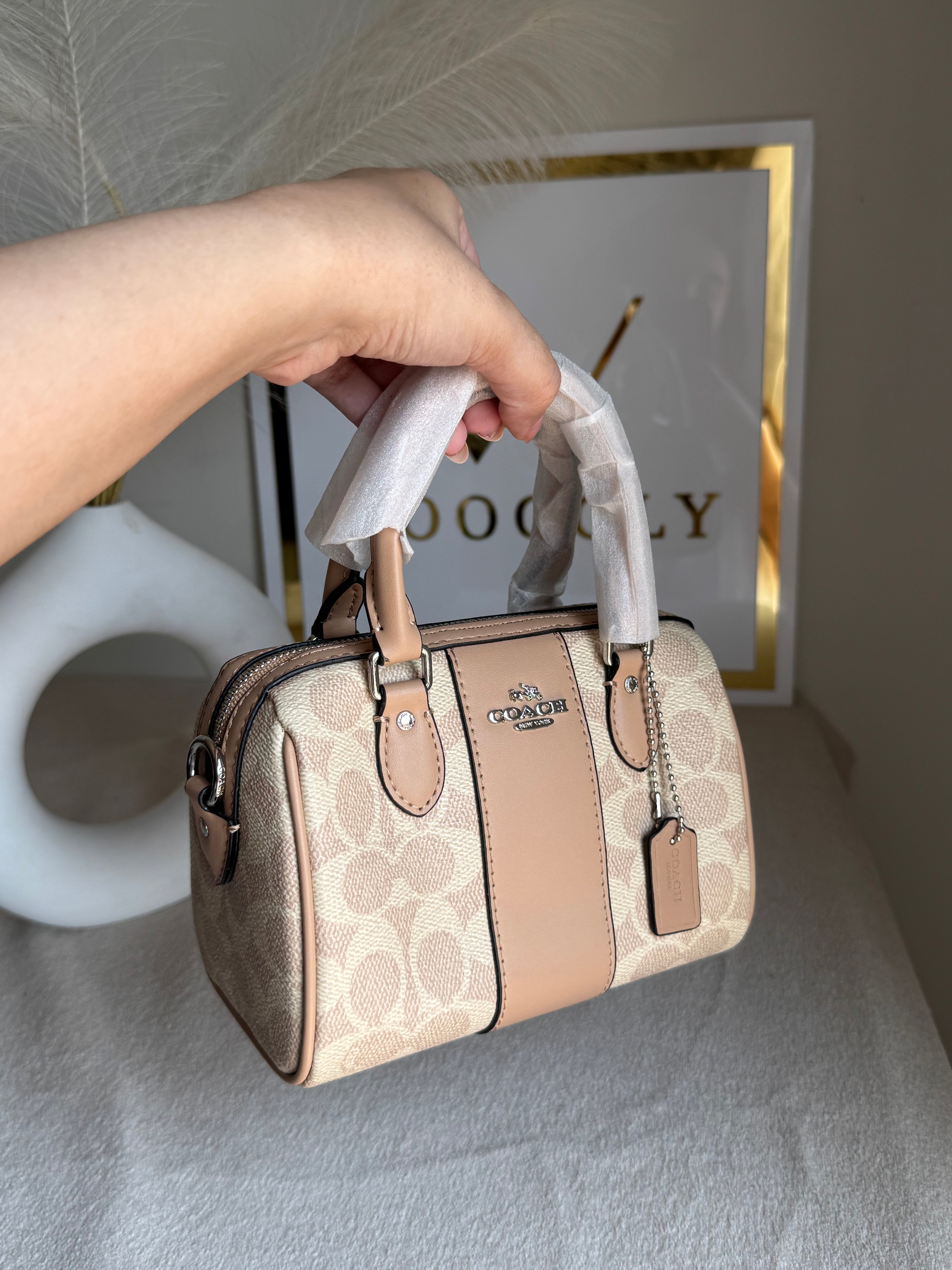 COACH Mini Duffle Bag PREMIUM with Long Strap (Beige) - BOX PACKING