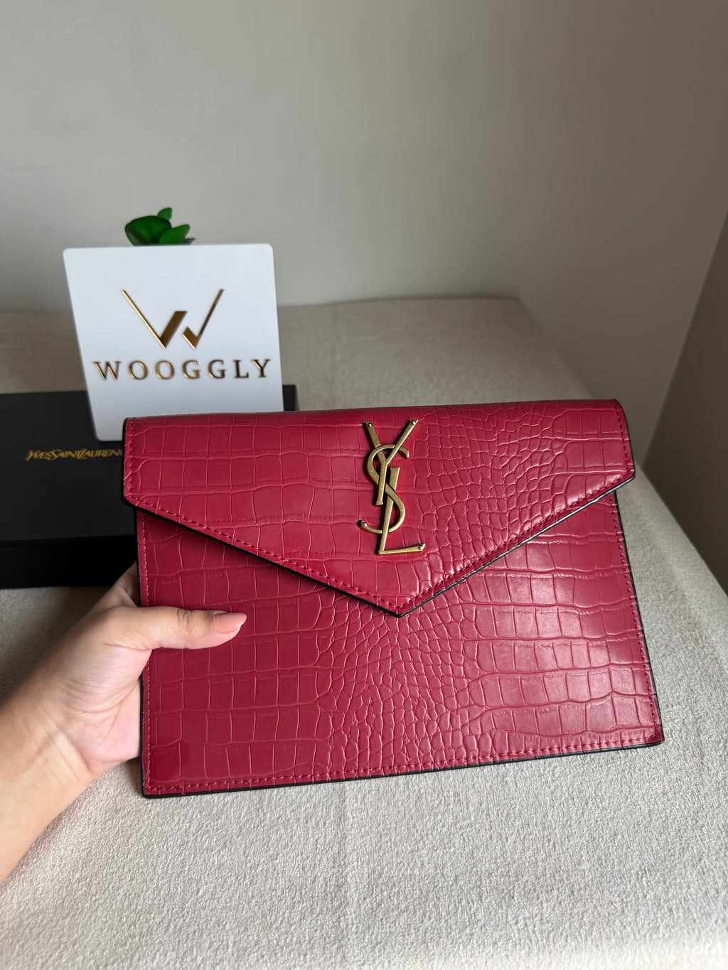 Premium Quality YSL Pouch with Box Packing - Maroon