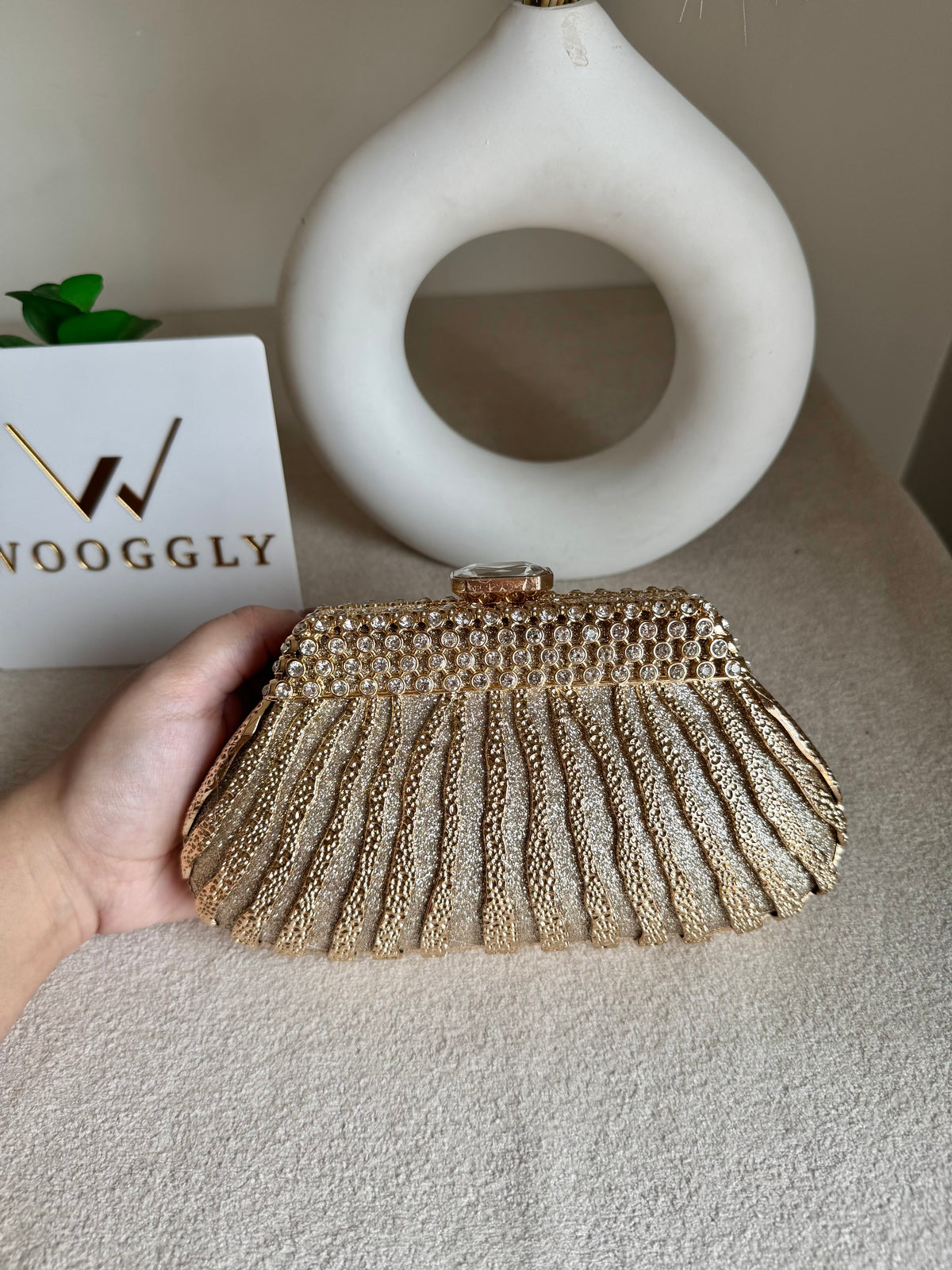 Roselle Clutch Champagne Metal