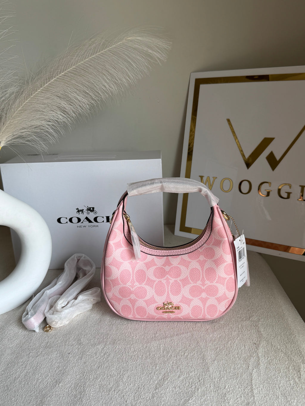 COACH Powder Pink Pretty Bag with Long Strap - BOX PACKING