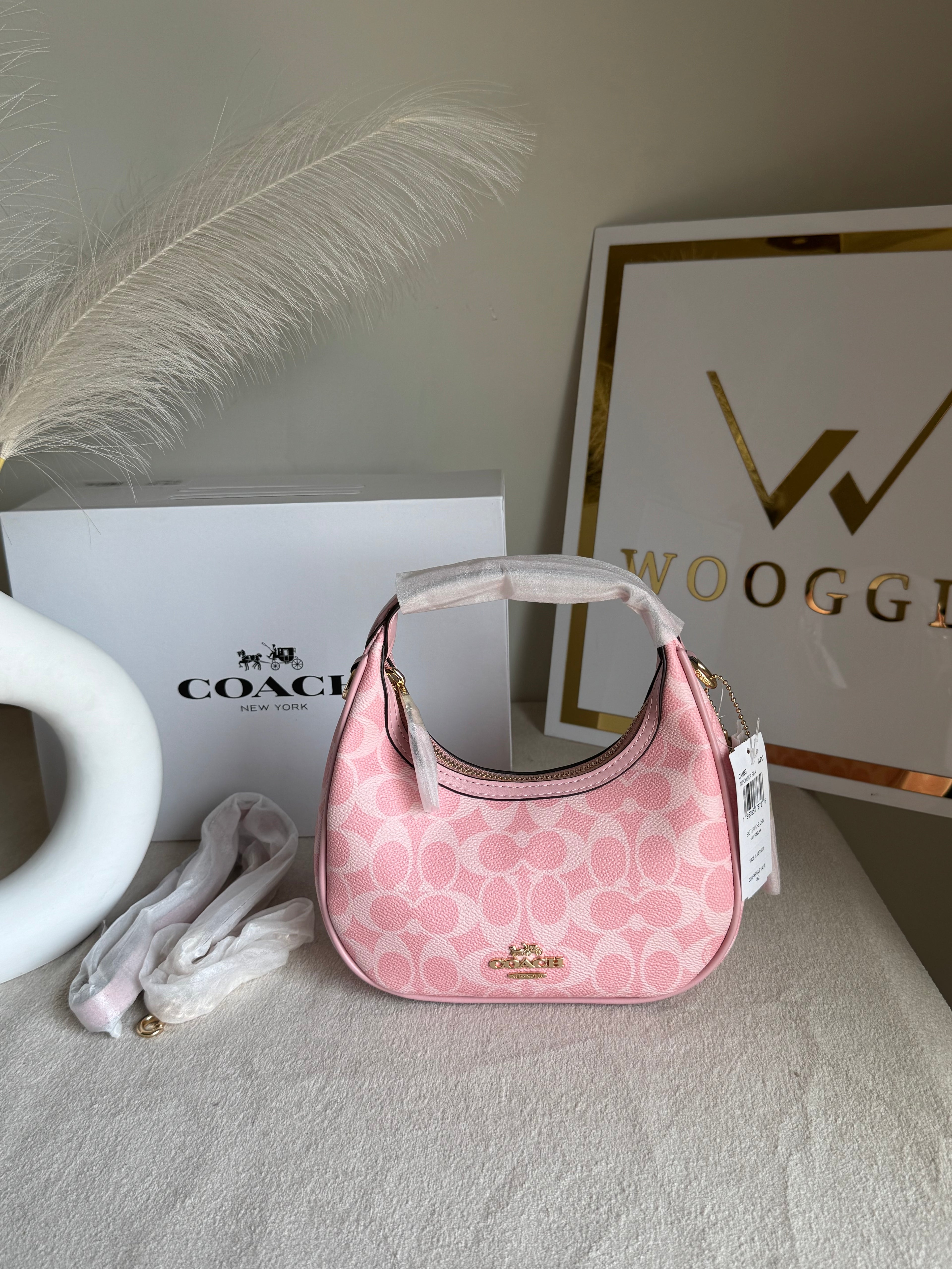 COACH Powder Pink Pretty Bag with Long Strap - BOX PACKING