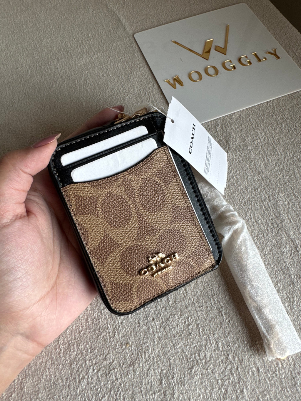 Coach Zip Card Case - Apricot Black