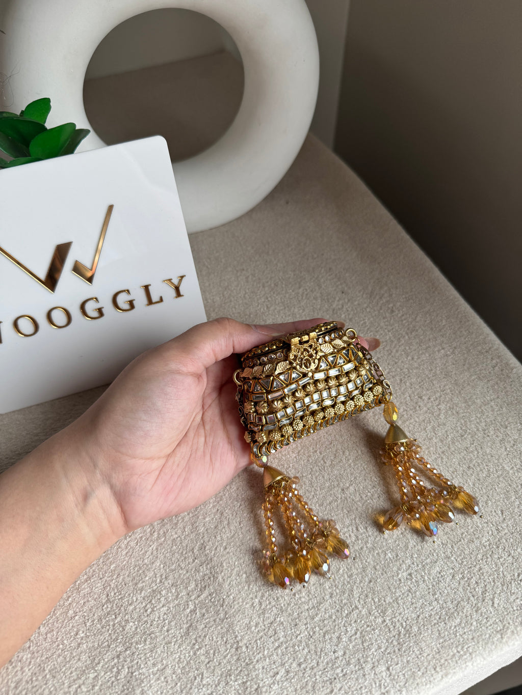 Viral Mini Clutch Lovelle - Gold with Kundan
