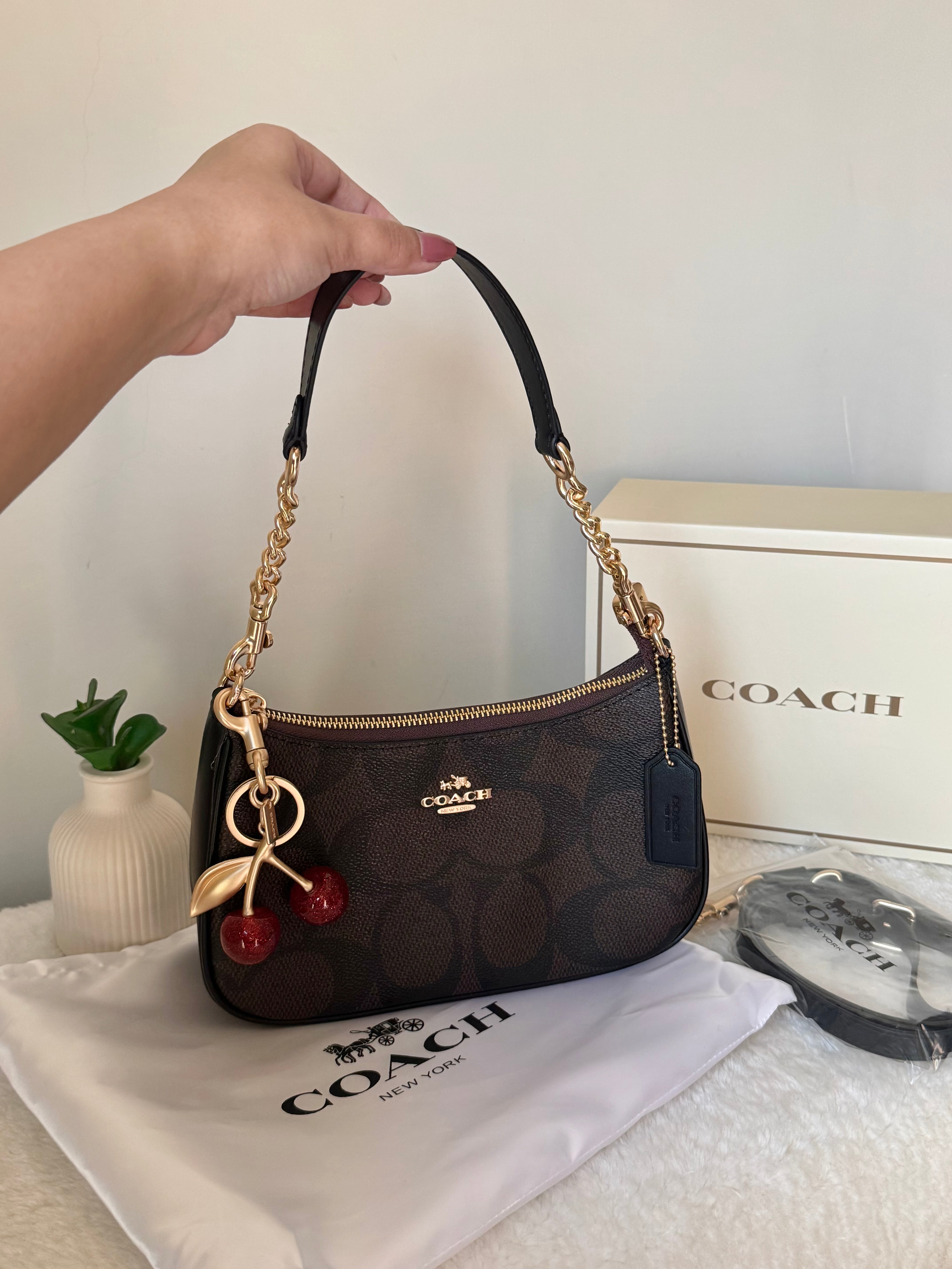 COACH TERI PREMIUM with Coach Cherry Charm (Brown) - BOX PACKING
