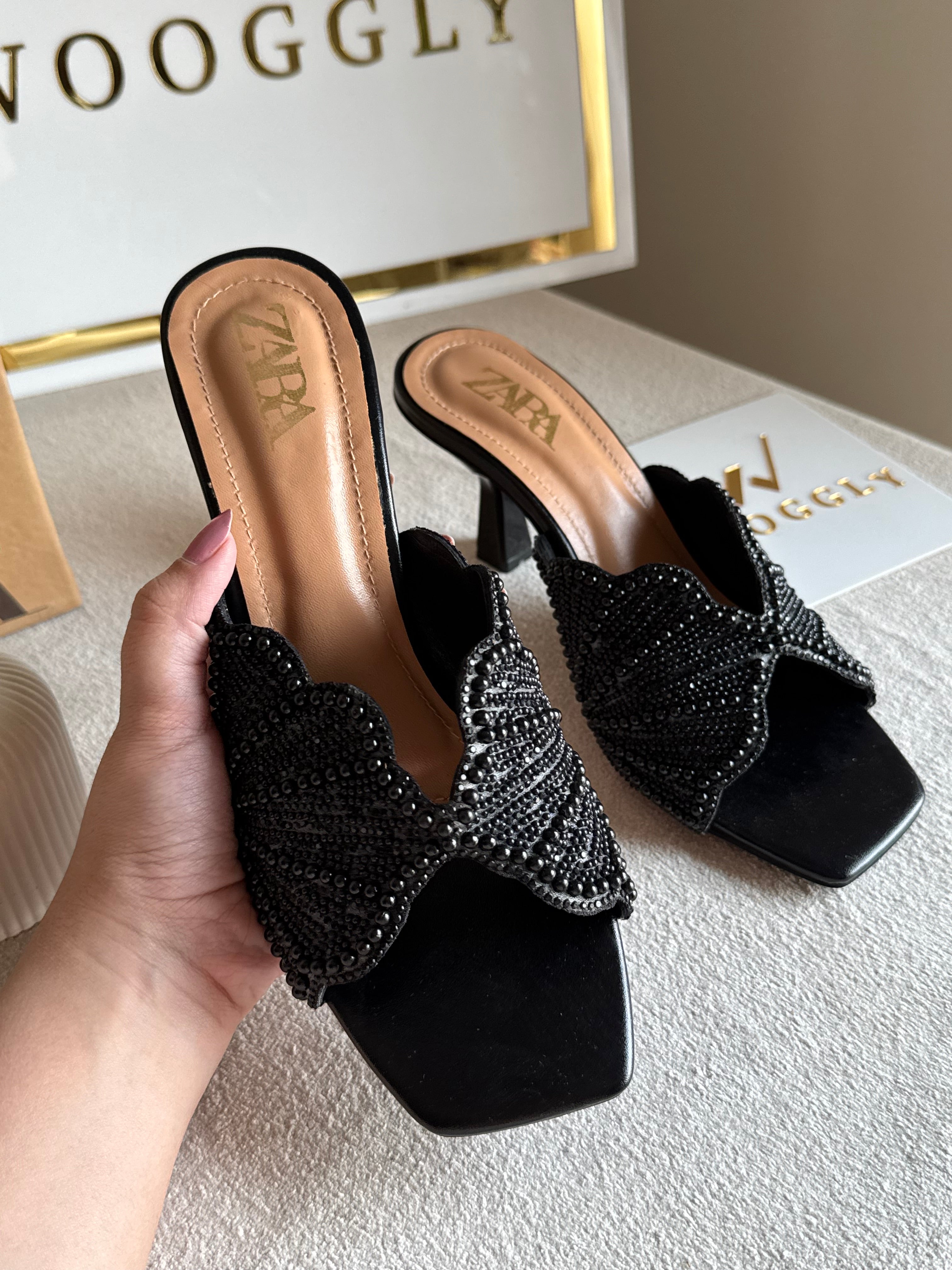 Viral Zara Faux Heels BLACK with Brand Box