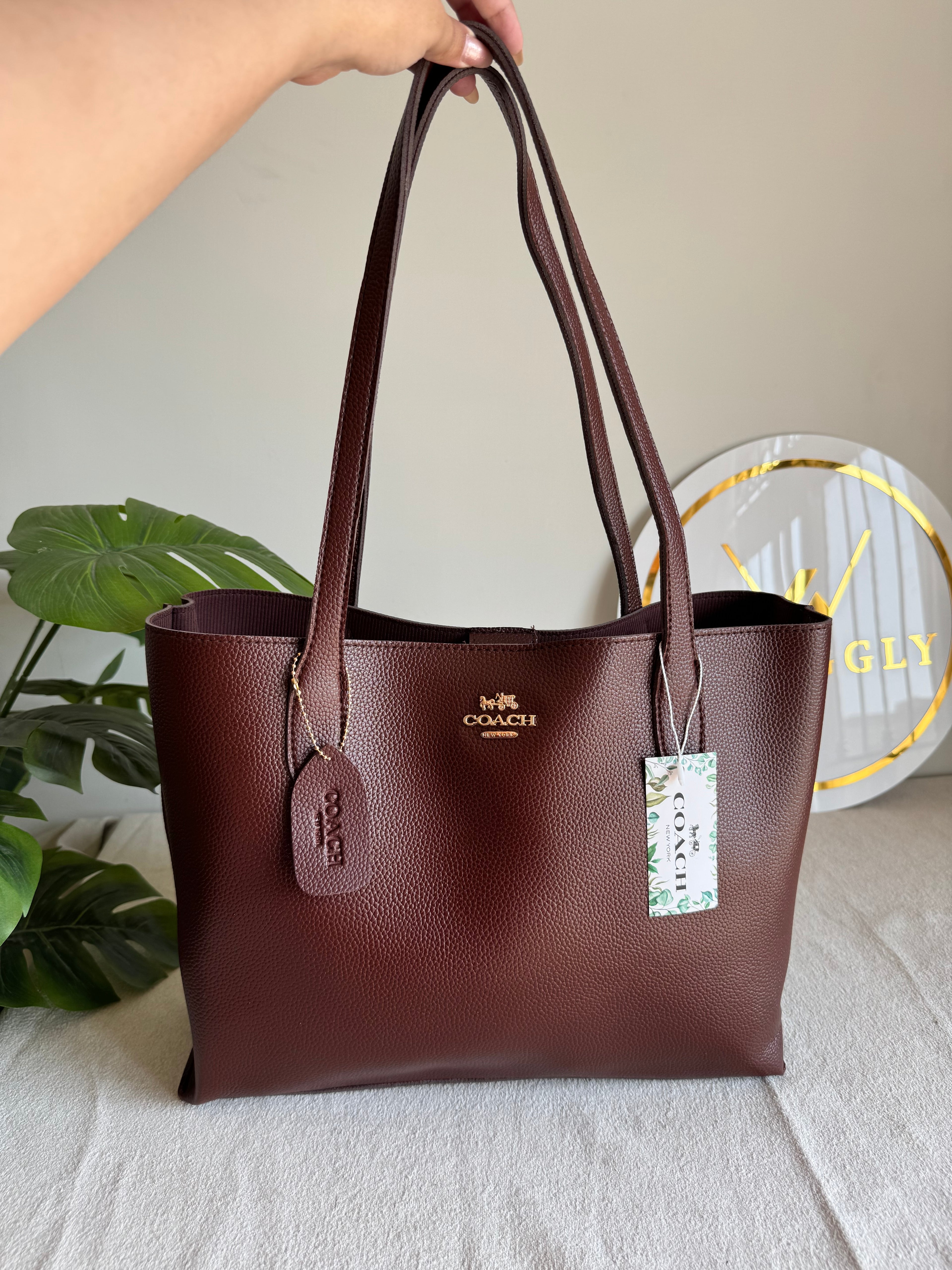 COACH Solid Tote Bag - Chocolate Brown