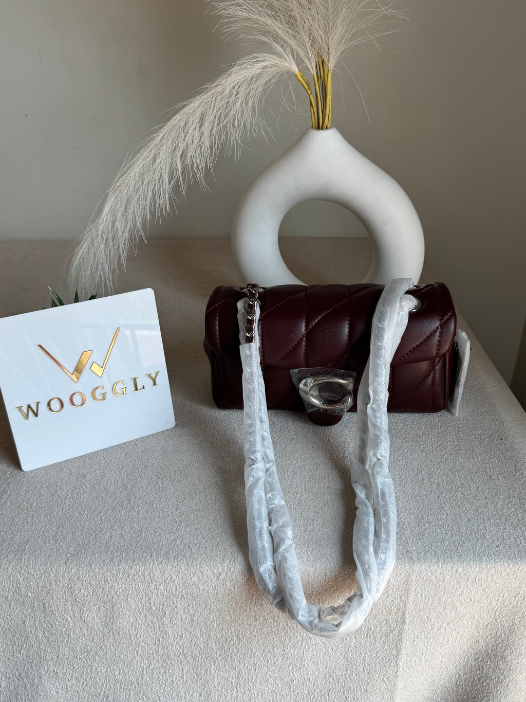 Mini Premium COACH Quilted Tabby (Burgandy) - BOX PACKING