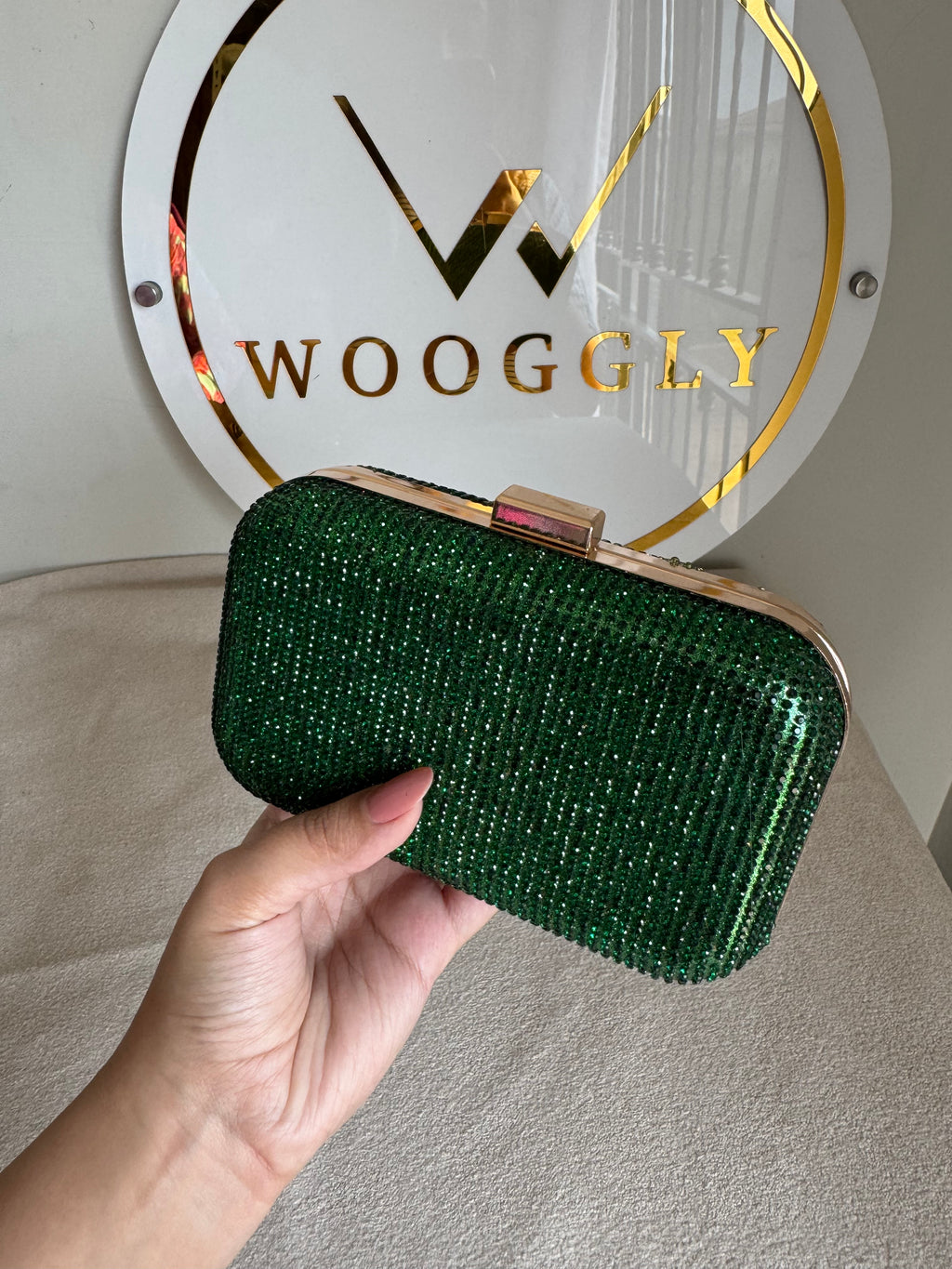 Mehar Shimmer Clutch - Emerald Green
