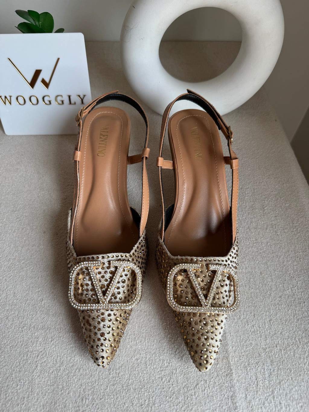 Essential Valentino Champagne Diamontee Heels