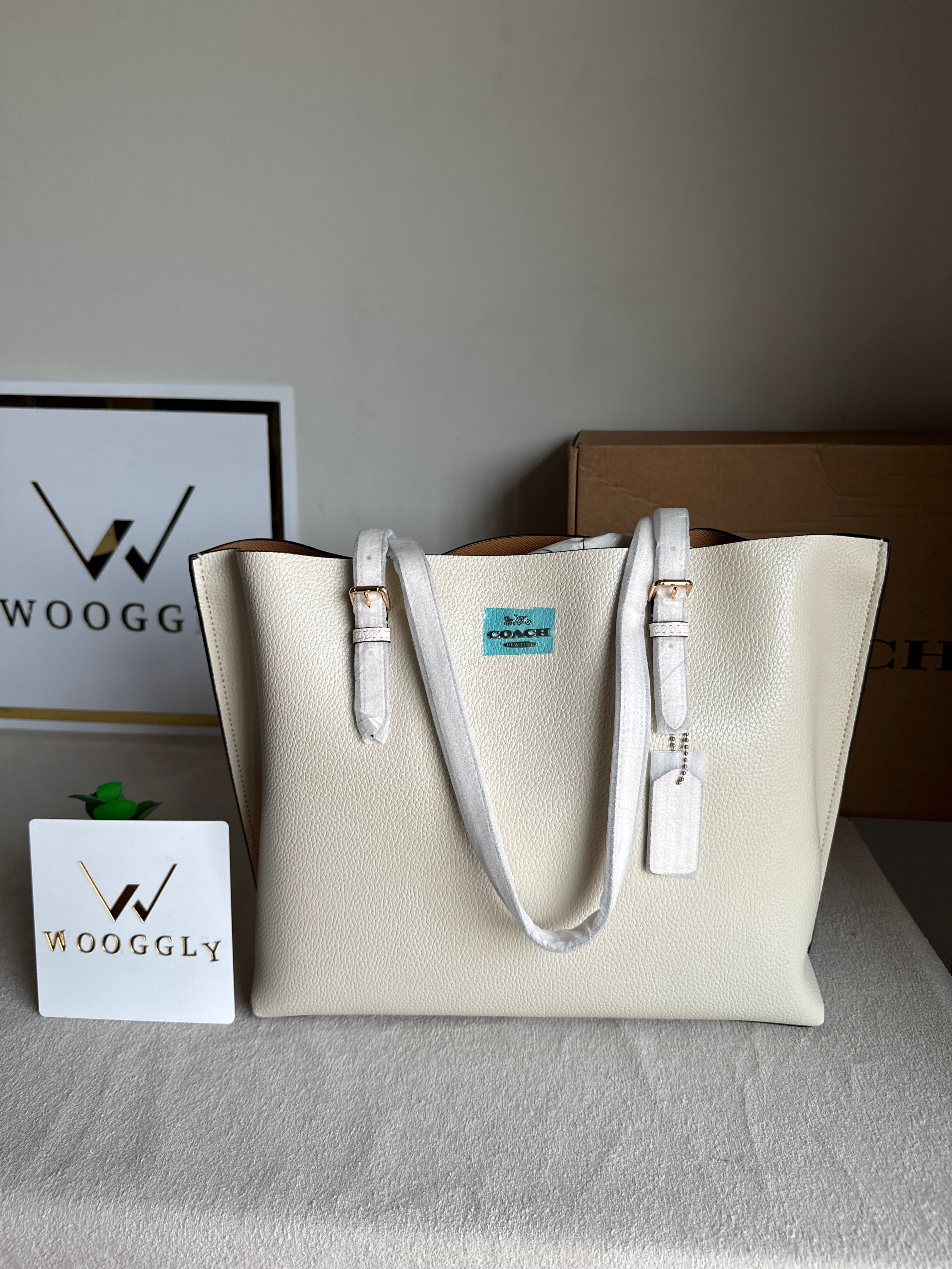 EXTREMELY PREMIUM COACH Mollie Tote Bag - Cream (BOX PACKING)