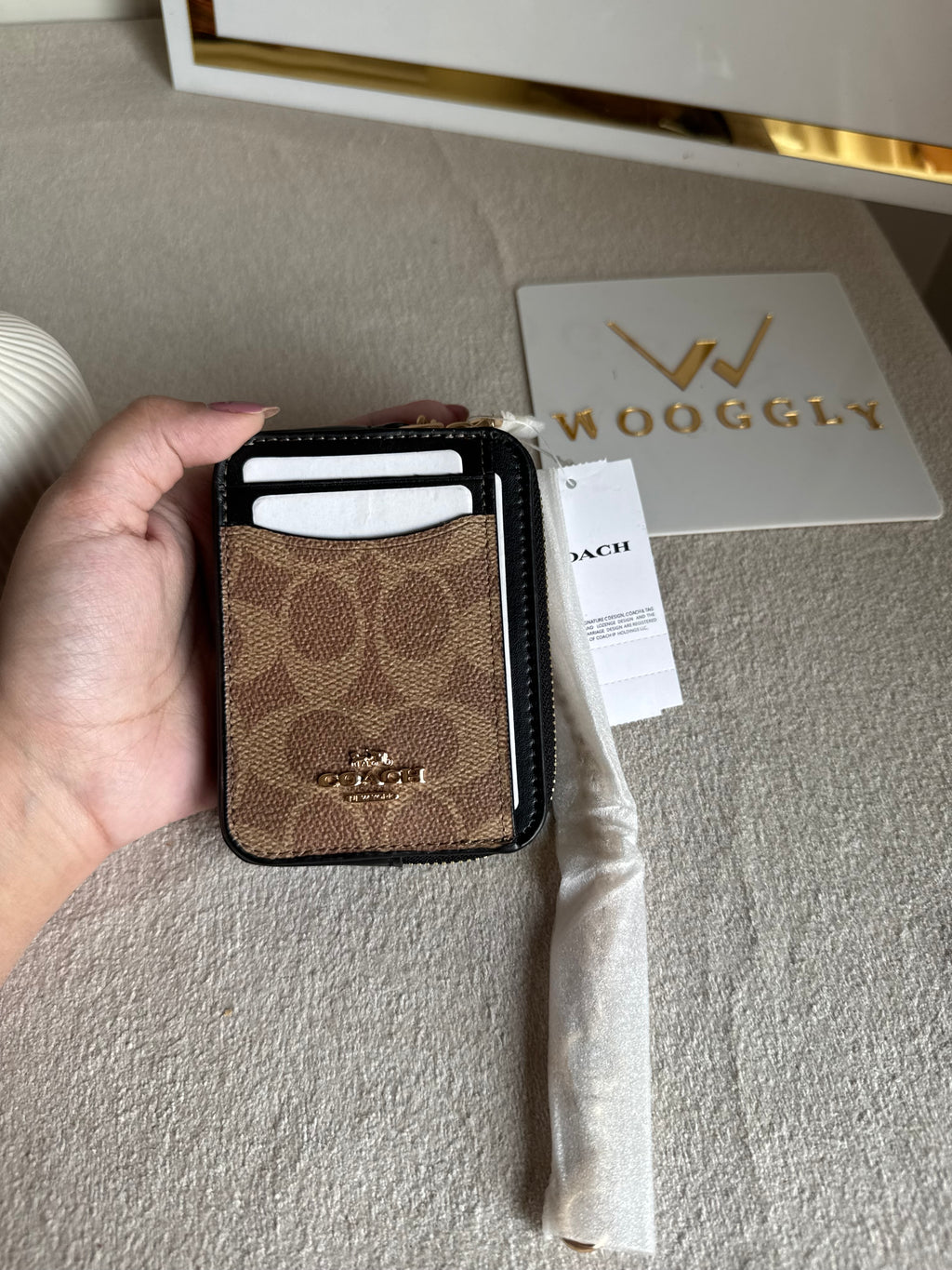 Coach Zip Card Case - Apricot Black