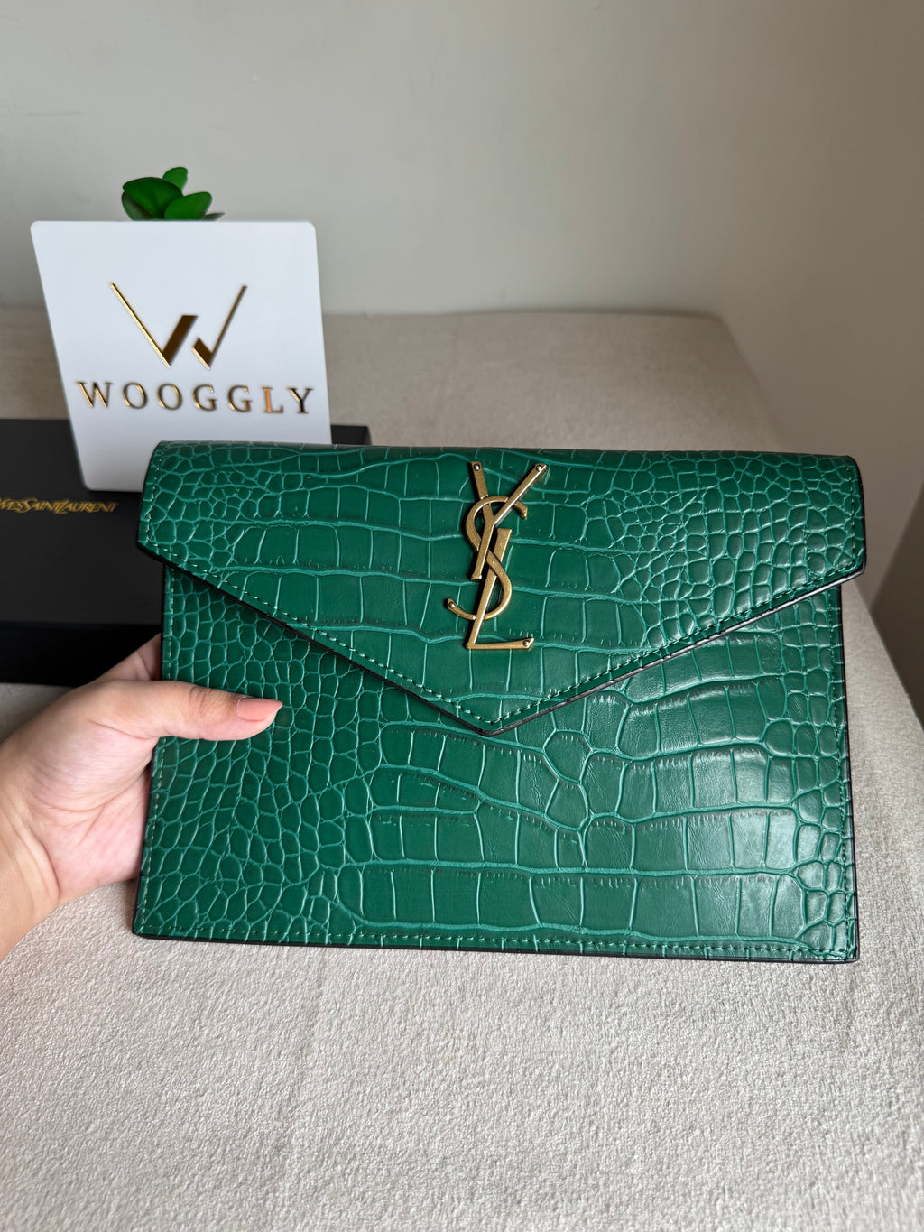 Premium Quality YSL Pouch with Box Packing - Green