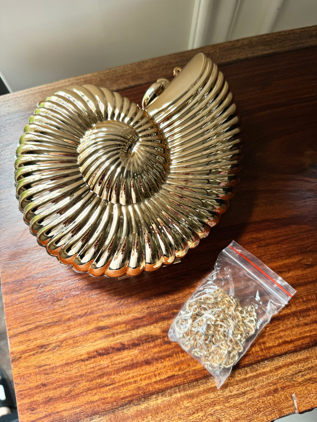 LUXURY Shell Clutch with Gold Chain - BIG SIZE