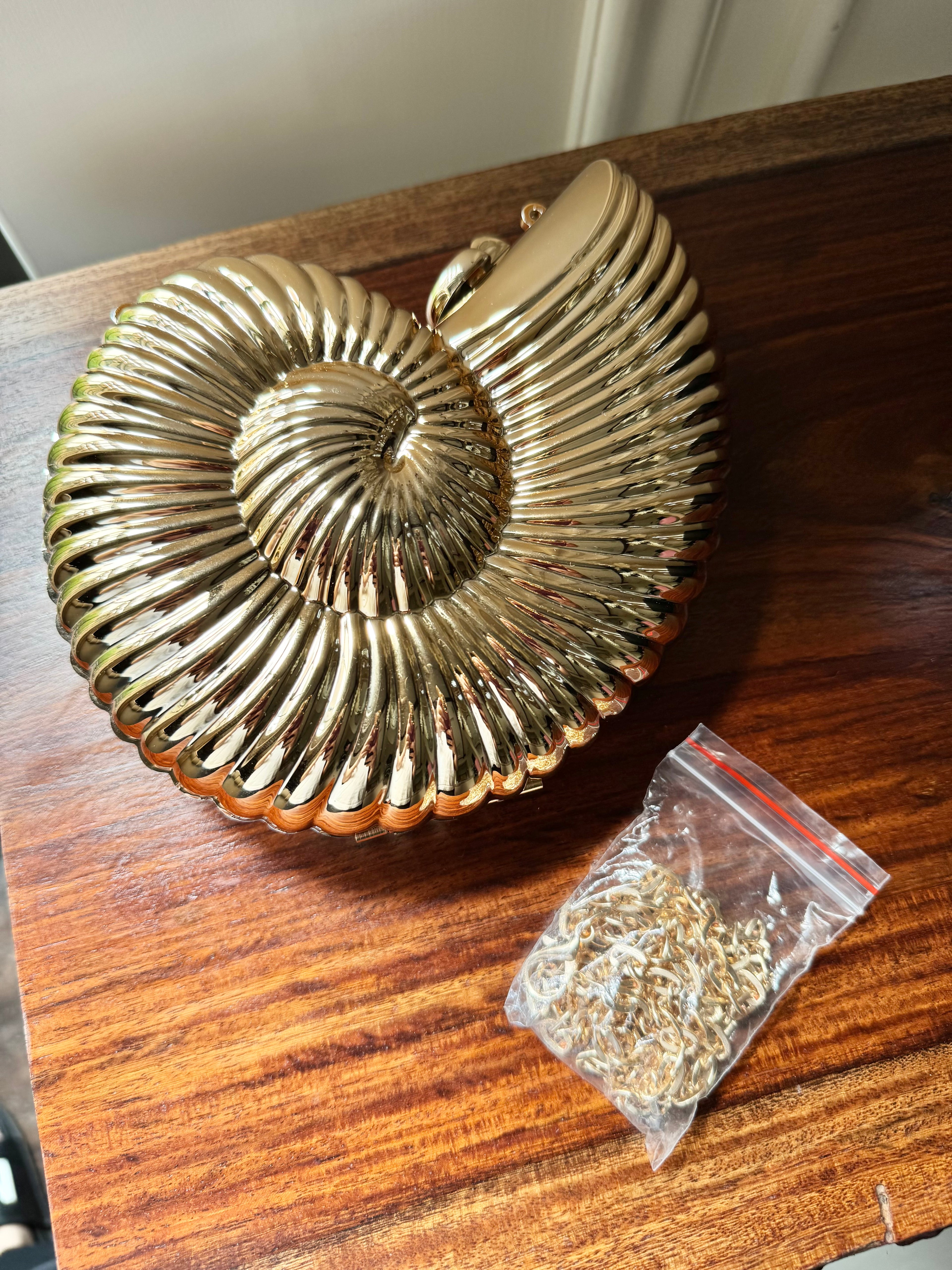 LUXURY Shell Clutch with Gold Chain - BIG SIZE