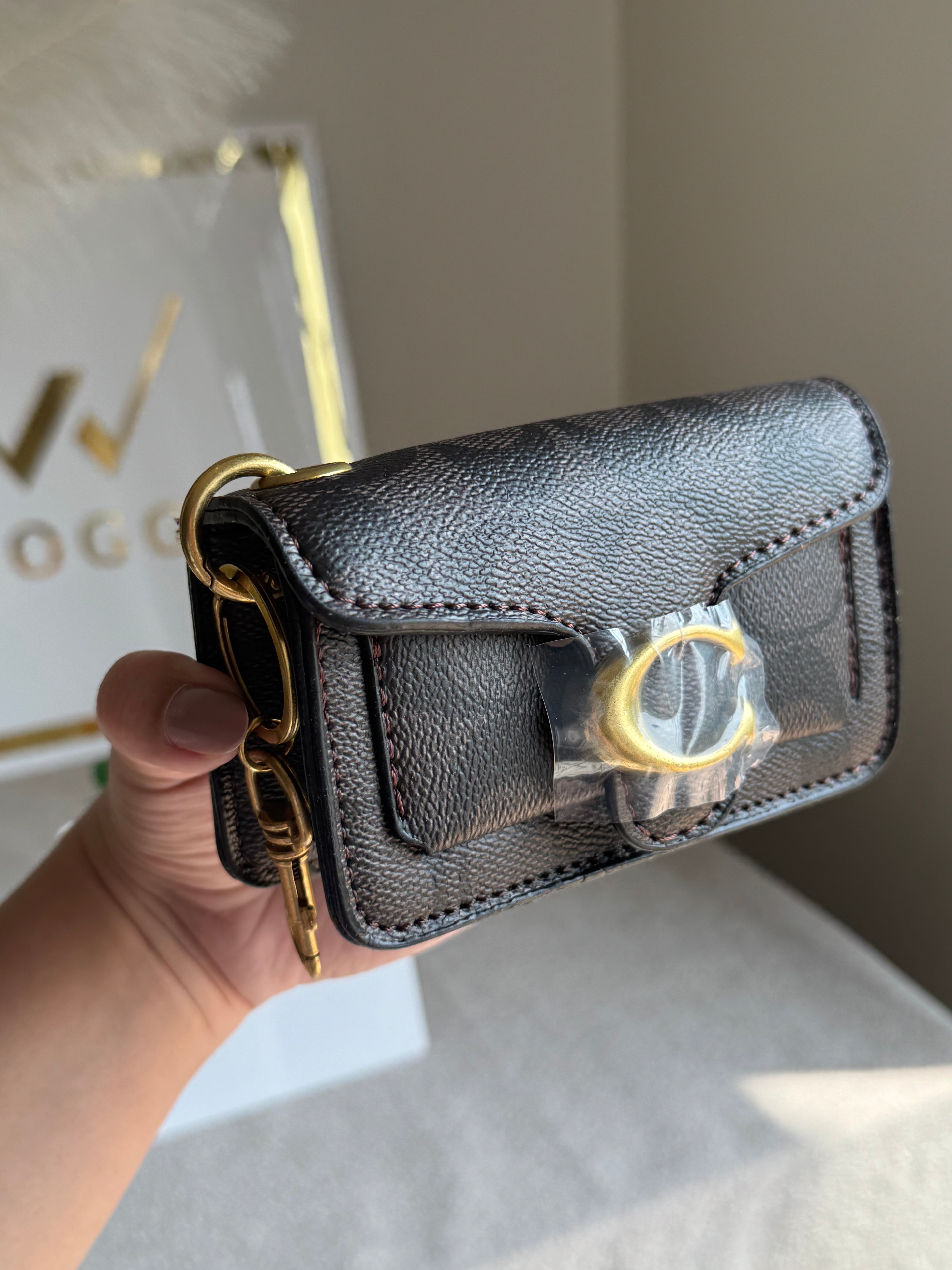 Coach Tabby Mini Bag Charm Signature Coffee