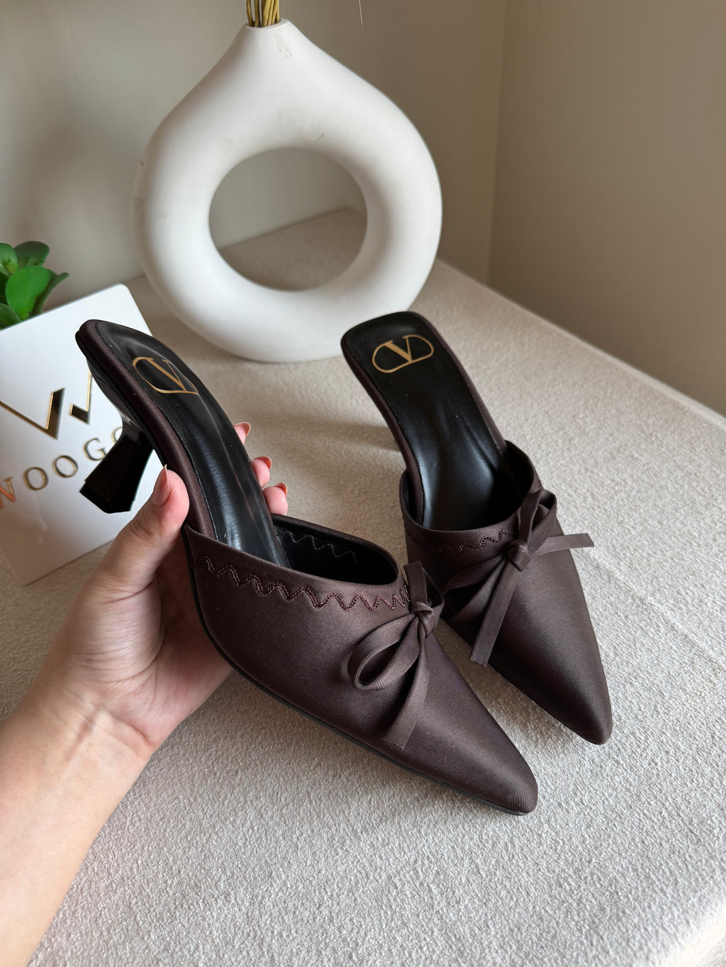 Valentino Bow Heels - Chocolate Brown