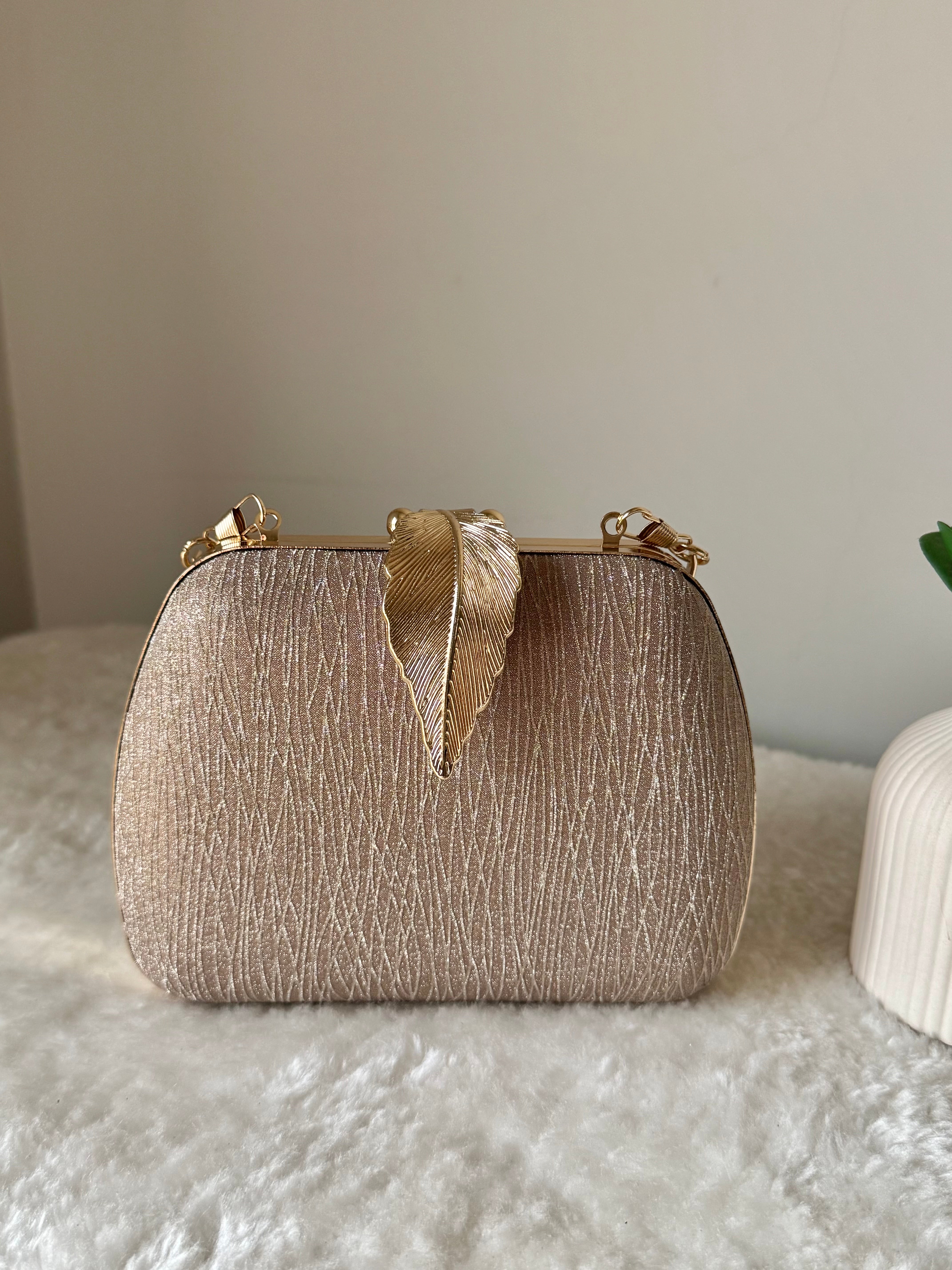 Crystal Charm Clutch - Shimmer Gold