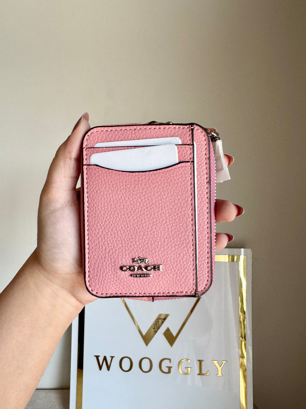 Coach Zip Card Case - Tea Pink