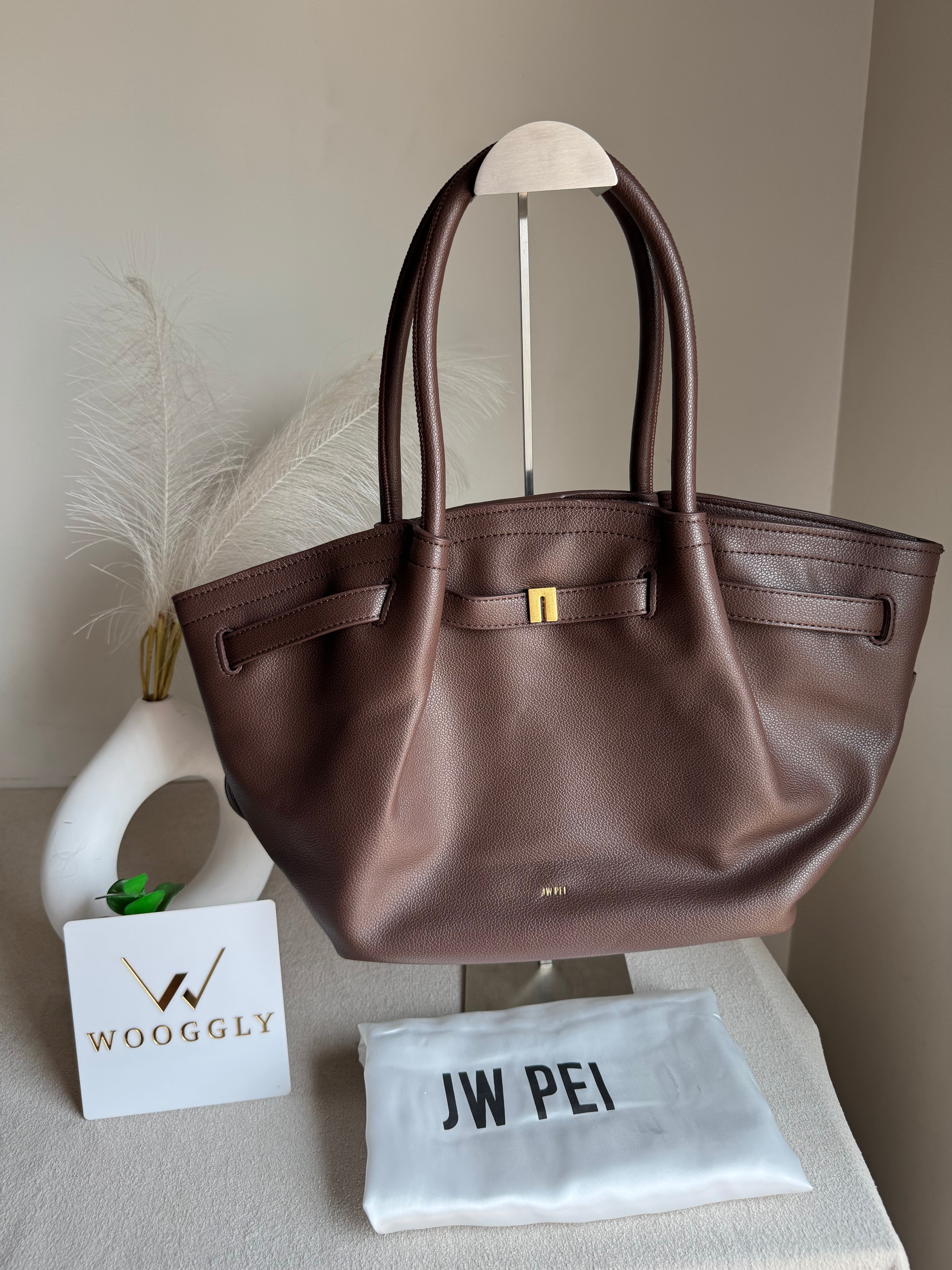 JW PEI Hana Tote Bag - Leather Chocolate Brown