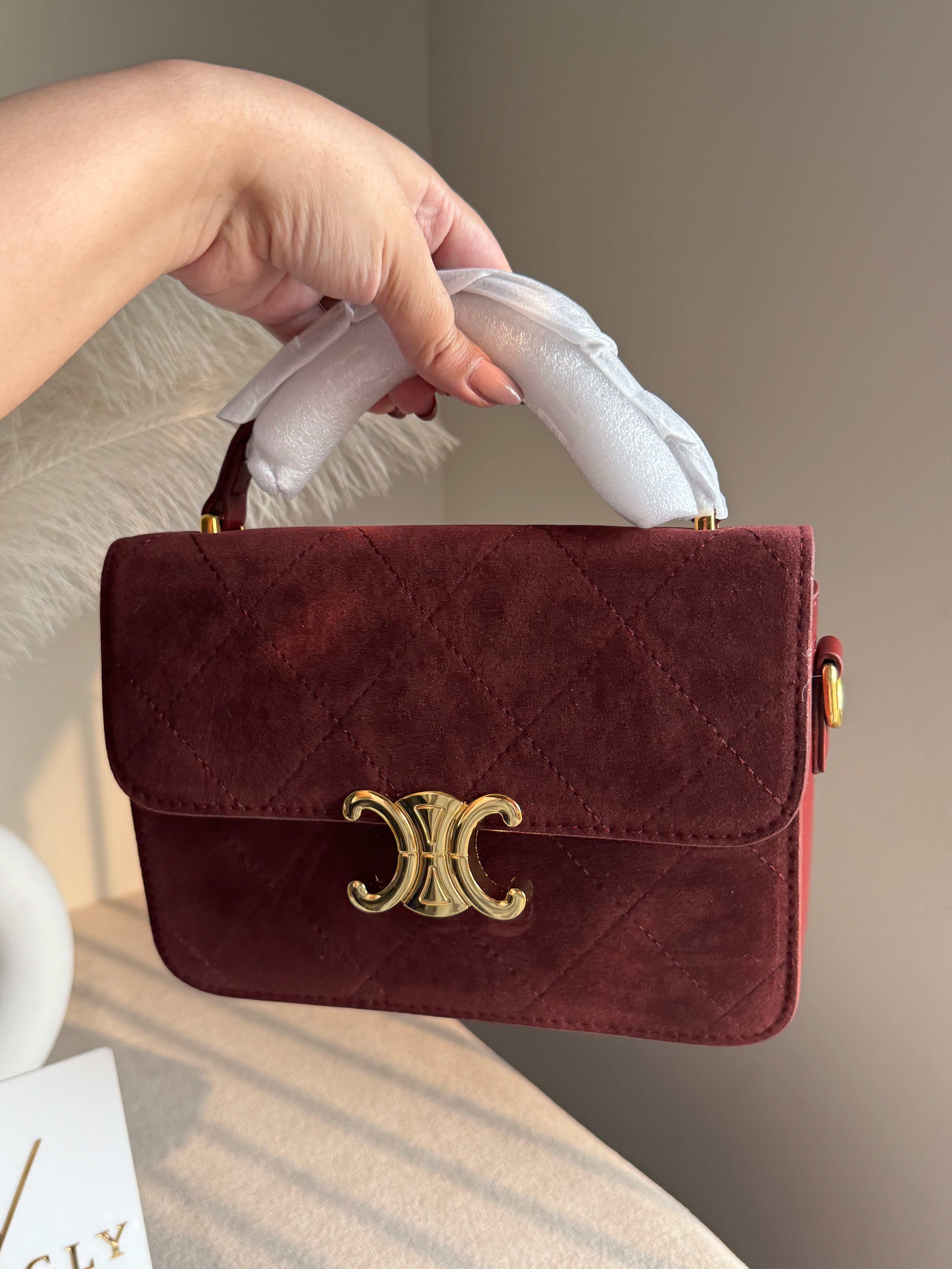 Premium Chloe Hand Bag Burgundy
