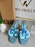 Zara Flower Heels BABY BLUE- with Brand Box