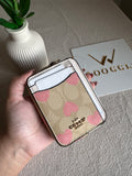 Coach Zip Card Case - Beige with Hearts