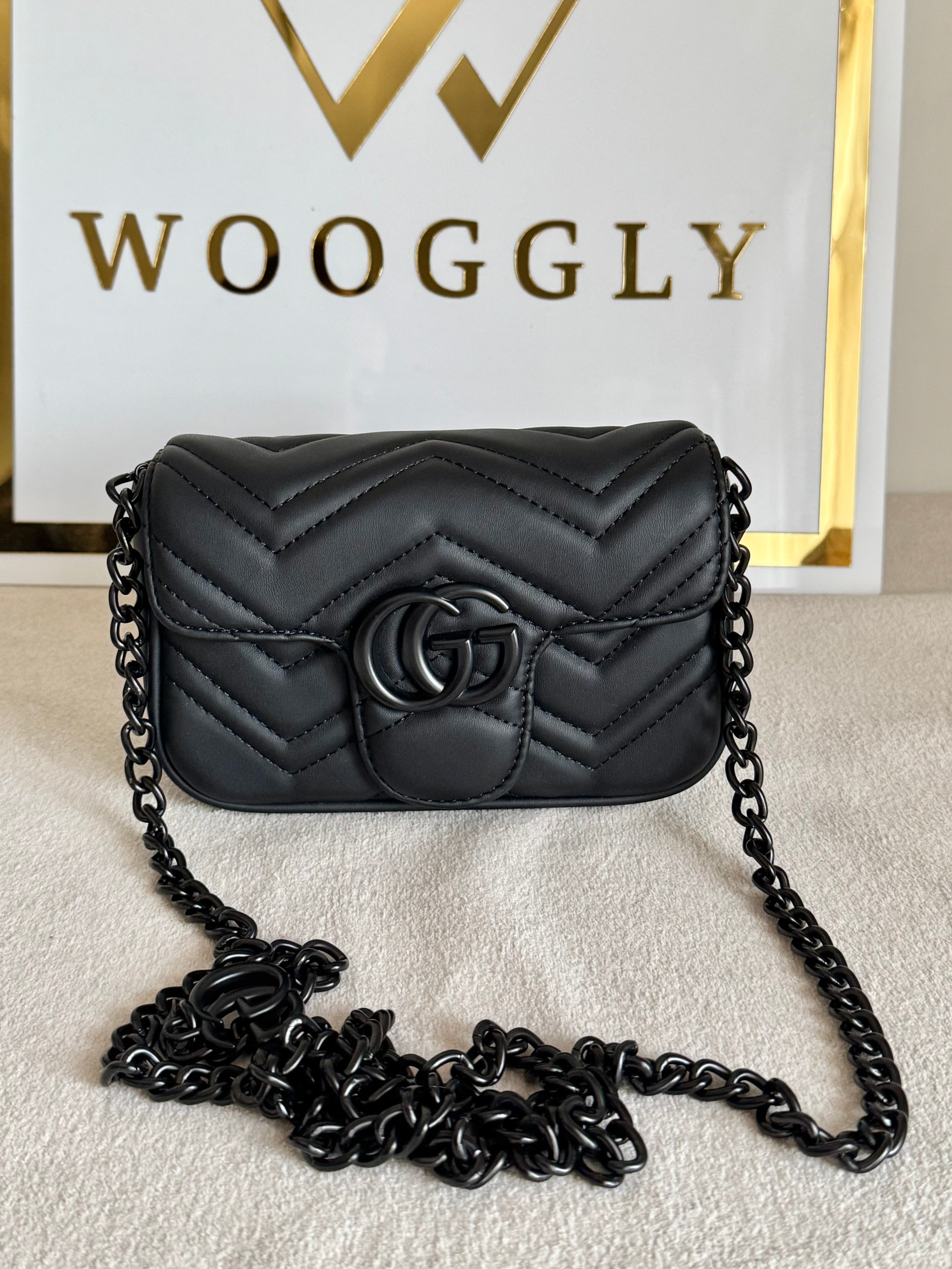 Gucci Signature Bag SMALL - Black on Black with Box Packing