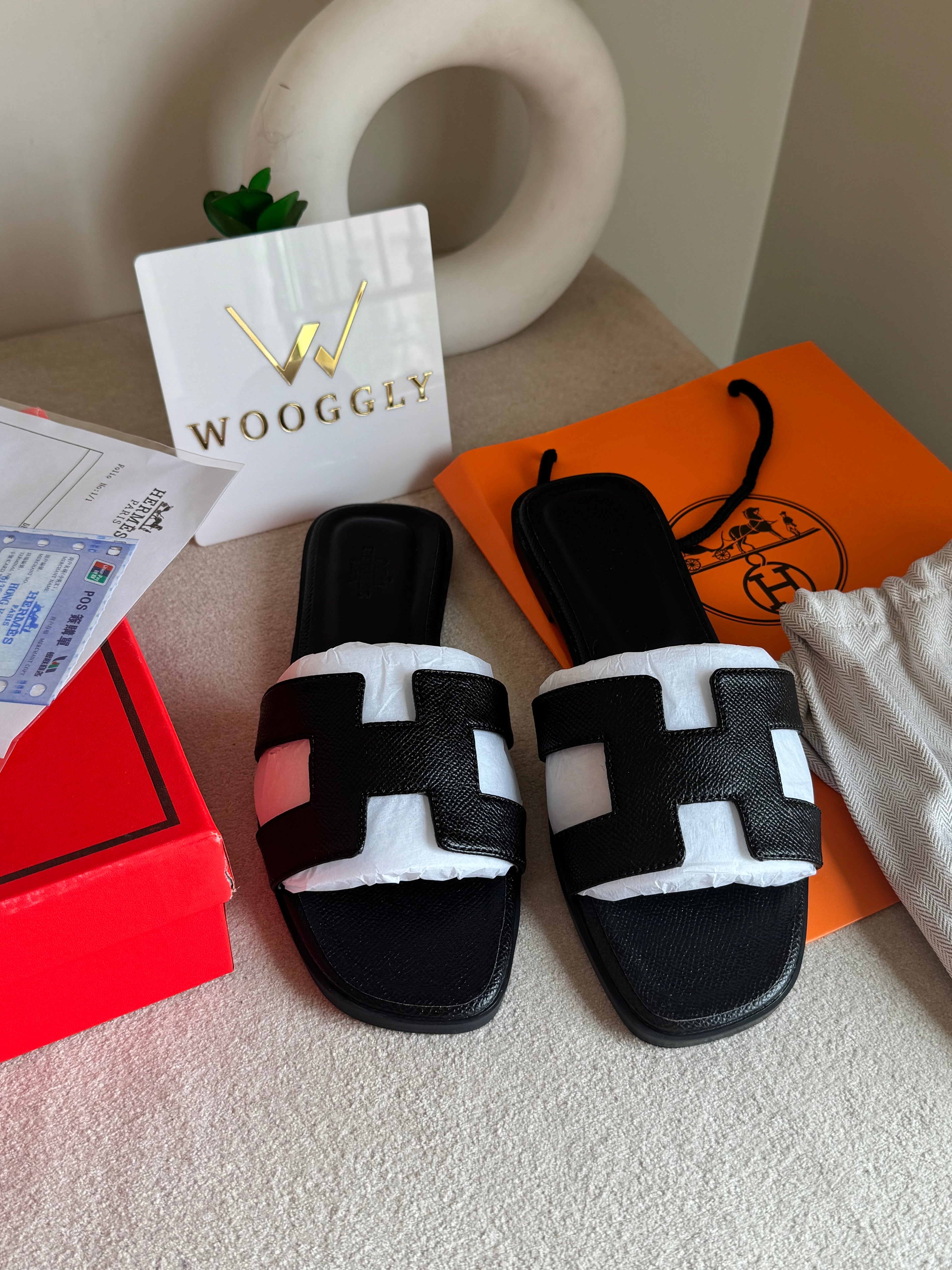 Premium Hermes Slides Black