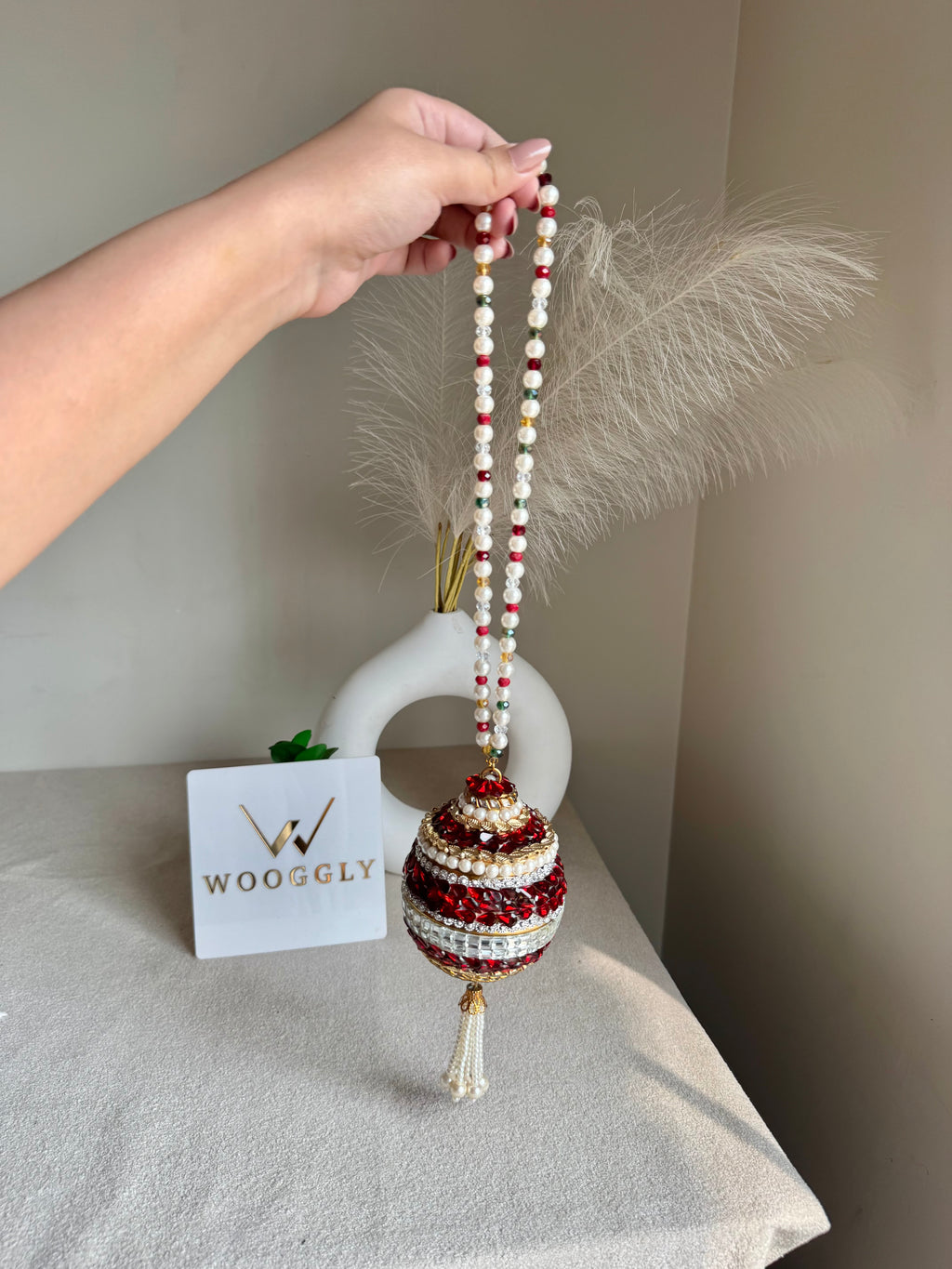 Turkish Potli - Reddish Kundan