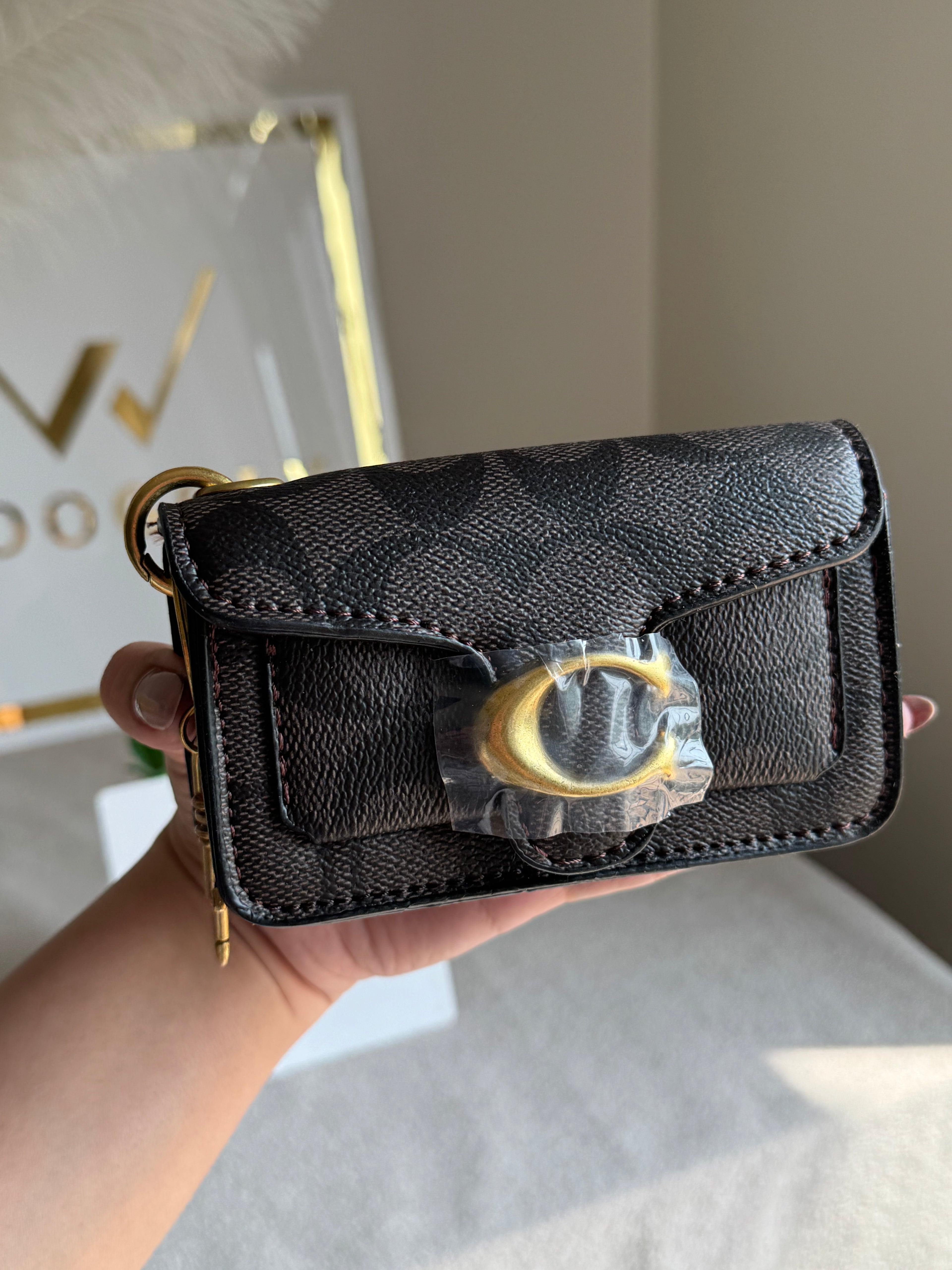 Coach Tabby Mini Bag Charm Signature Coffee