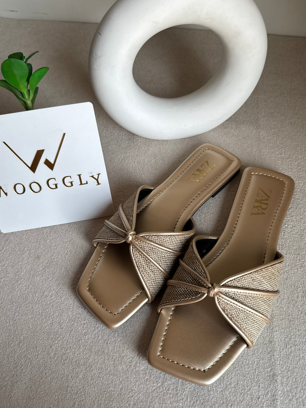 Zara Knot Slides Fawn