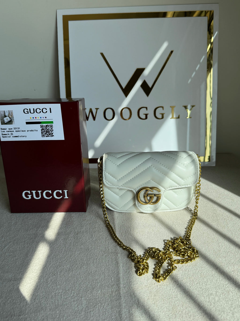 Gucci Signature Bag SMALL - Cream with Box Packing