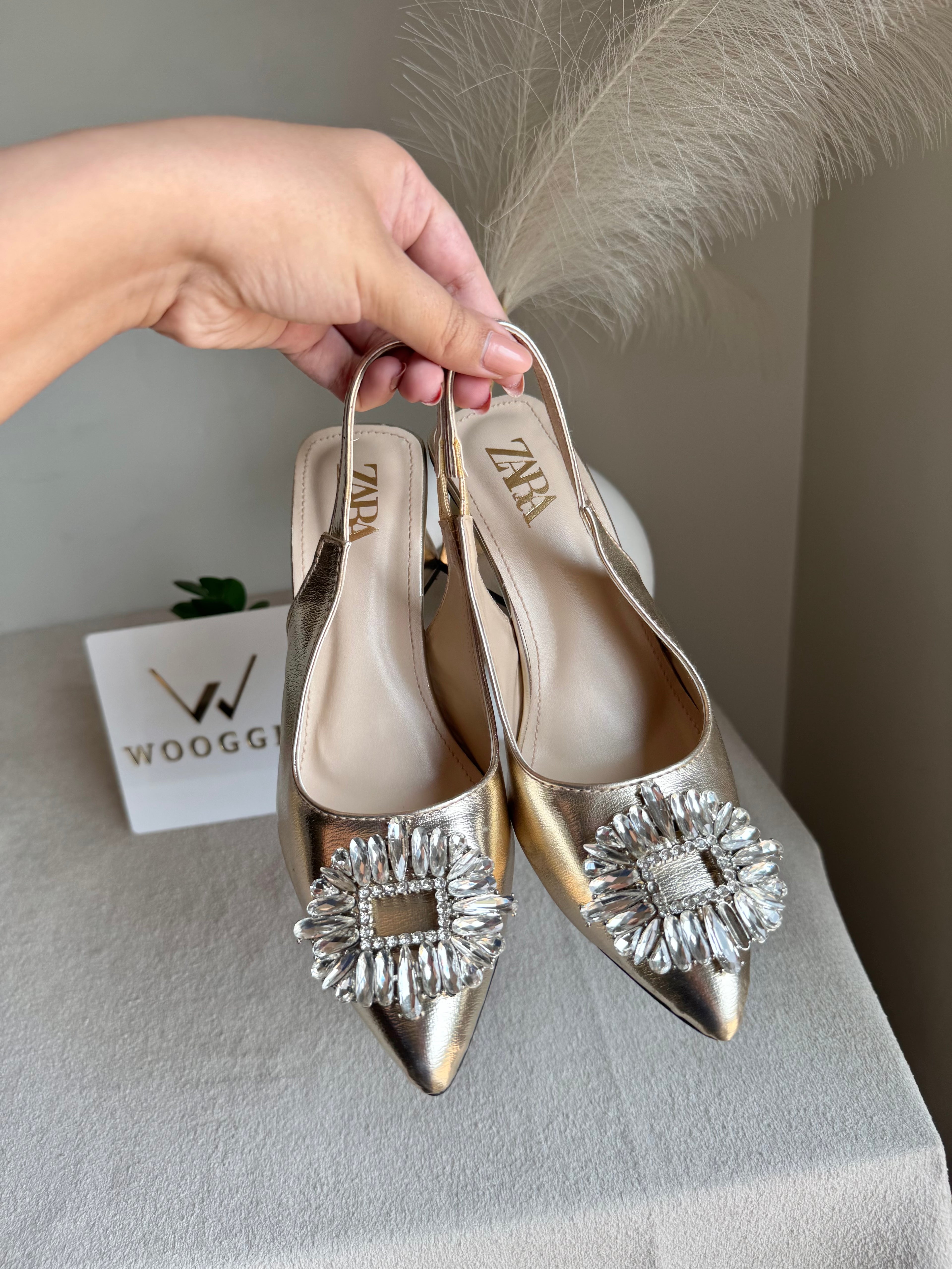 Zara Crystal Heels - Champagne