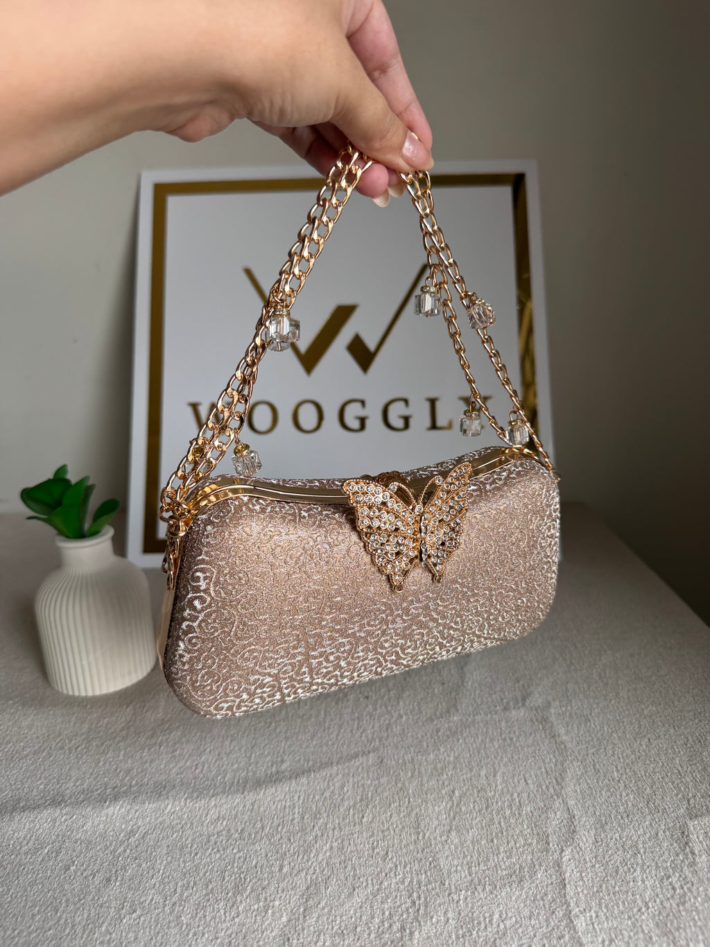 Rosy Butterfly Clutch (Rose Gold)